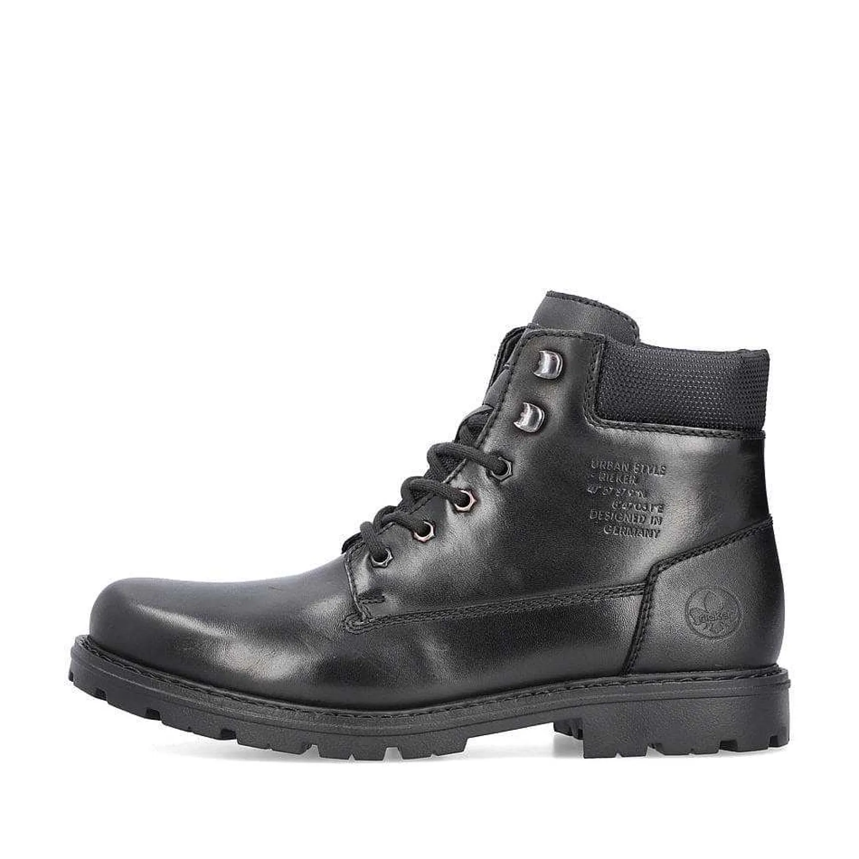 Rieker Men'S Corded Boots, Glossy Black