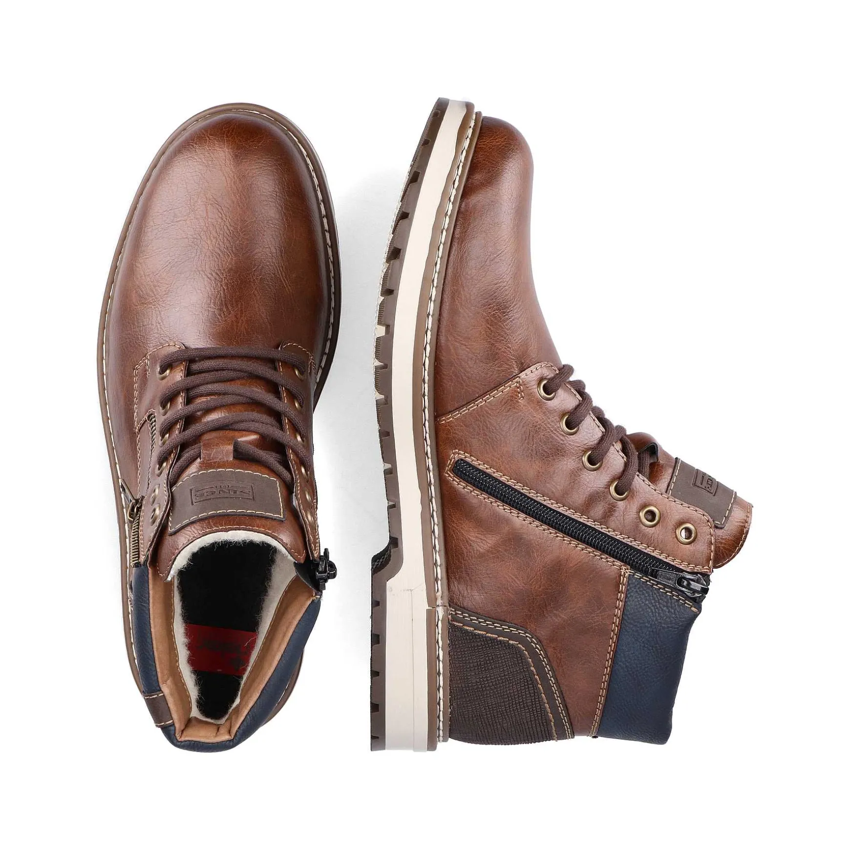Rieker Men'S Corded Boots Chestnut Brown