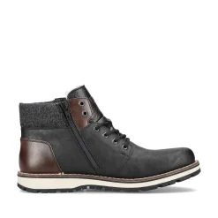 Rieker Men'S Corded Boots Graphite Black