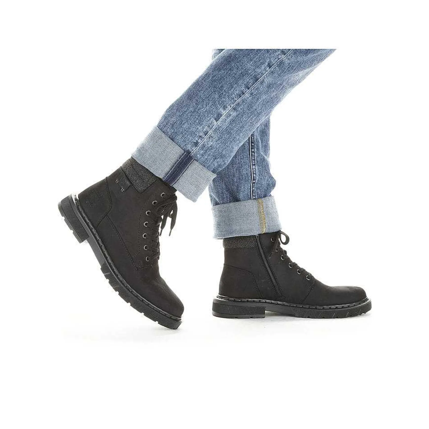 Rieker Men'S Corded Boots Deep Black