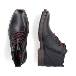 Rieker Men'S Corded Boots, Glossy Black