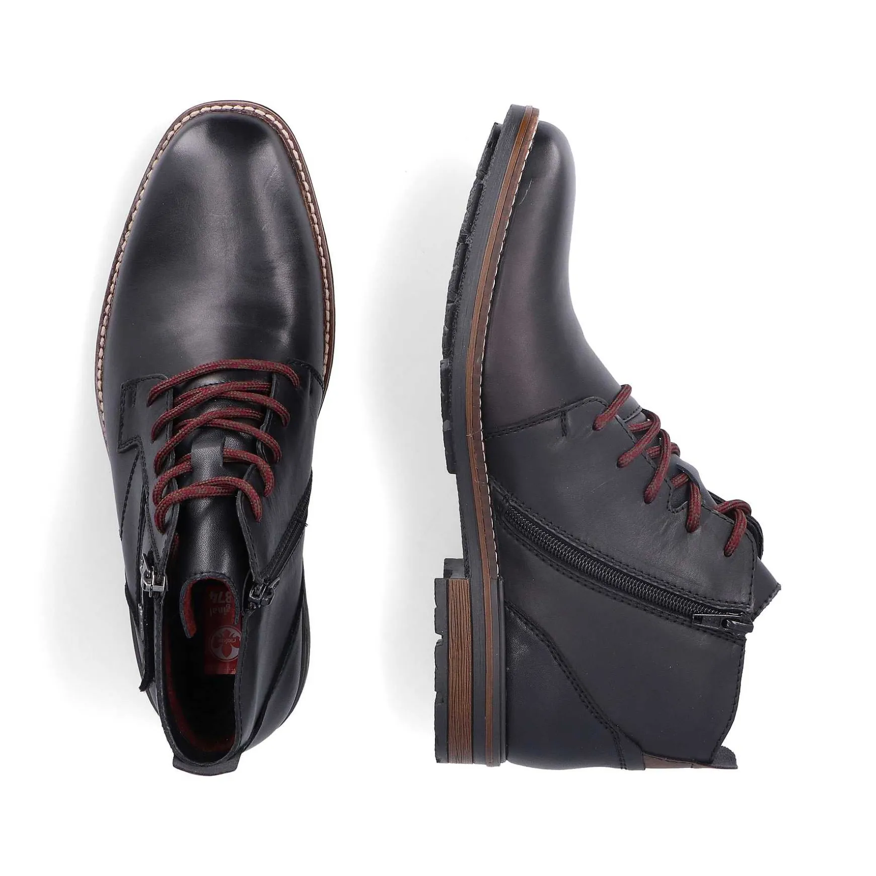 Rieker Men'S Corded Boots, Glossy Black