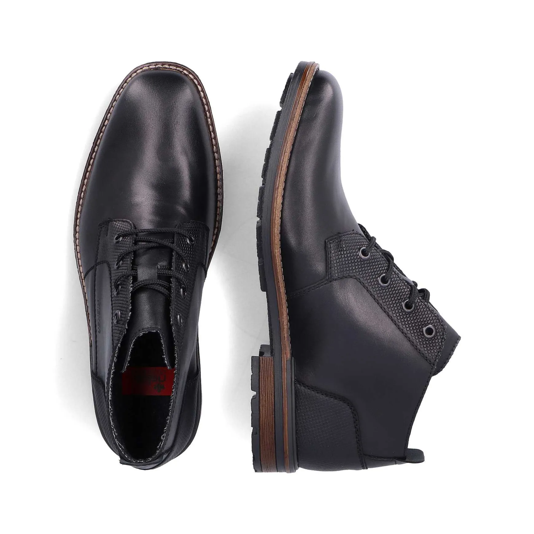Rieker Men'S Corded Boots, Glossy Black