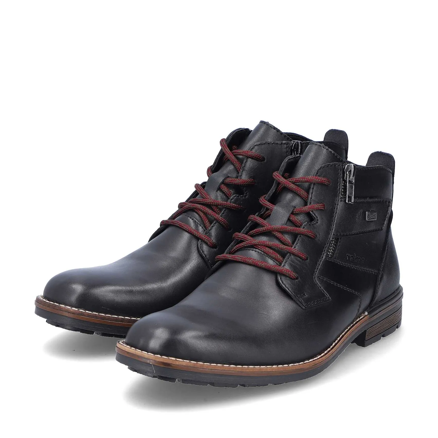 Rieker Men'S Corded Boots, Glossy Black