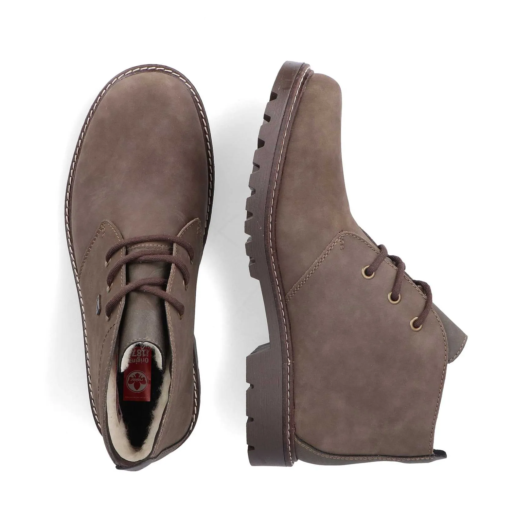 Rieker Men'S Corded Boots Grey-Brown