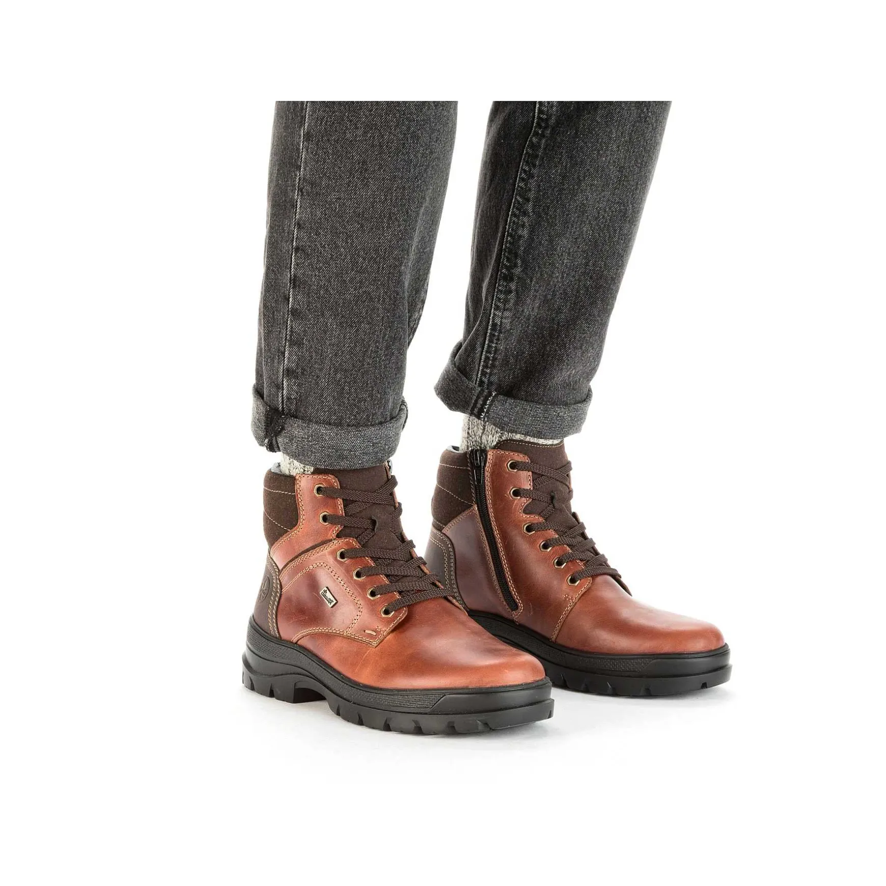 Rieker Men'S Corded Boots Chestnut Brown