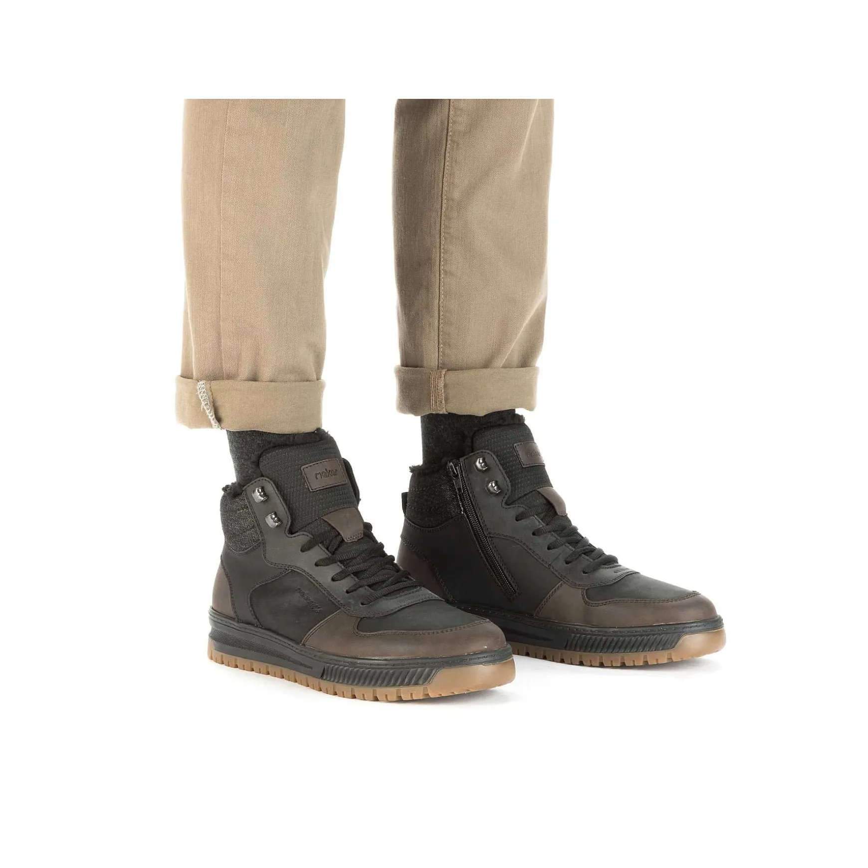 Rieker Men'S Corded Boots Asphalt Black