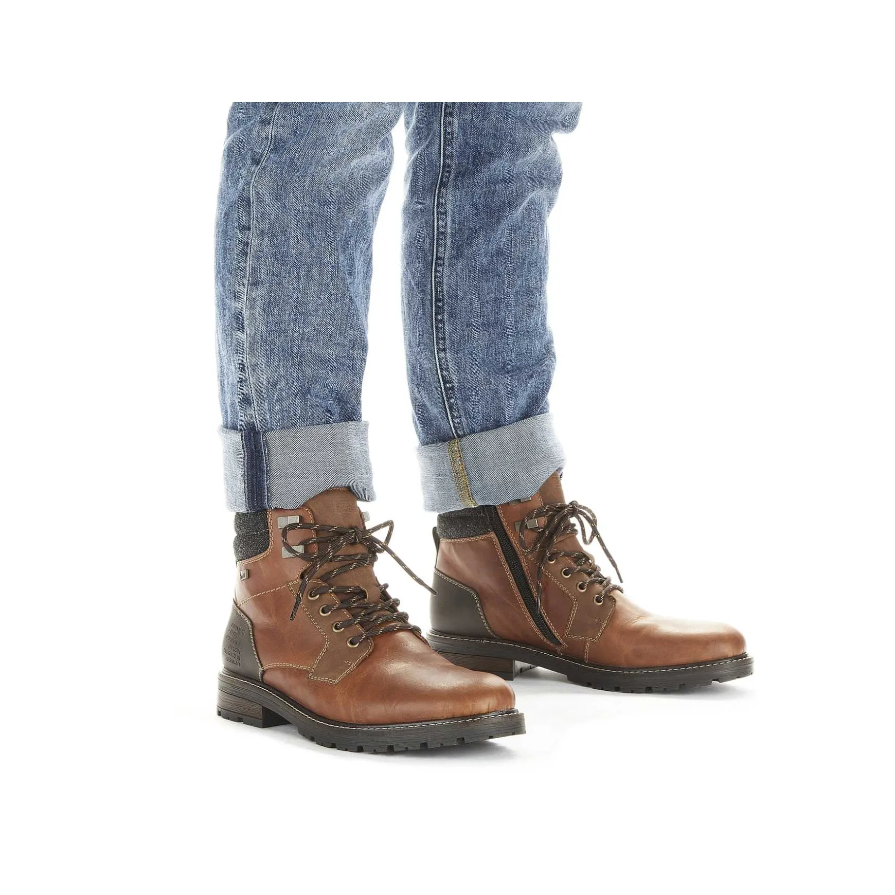 Rieker Men'S Corded Boots Caramel Brown