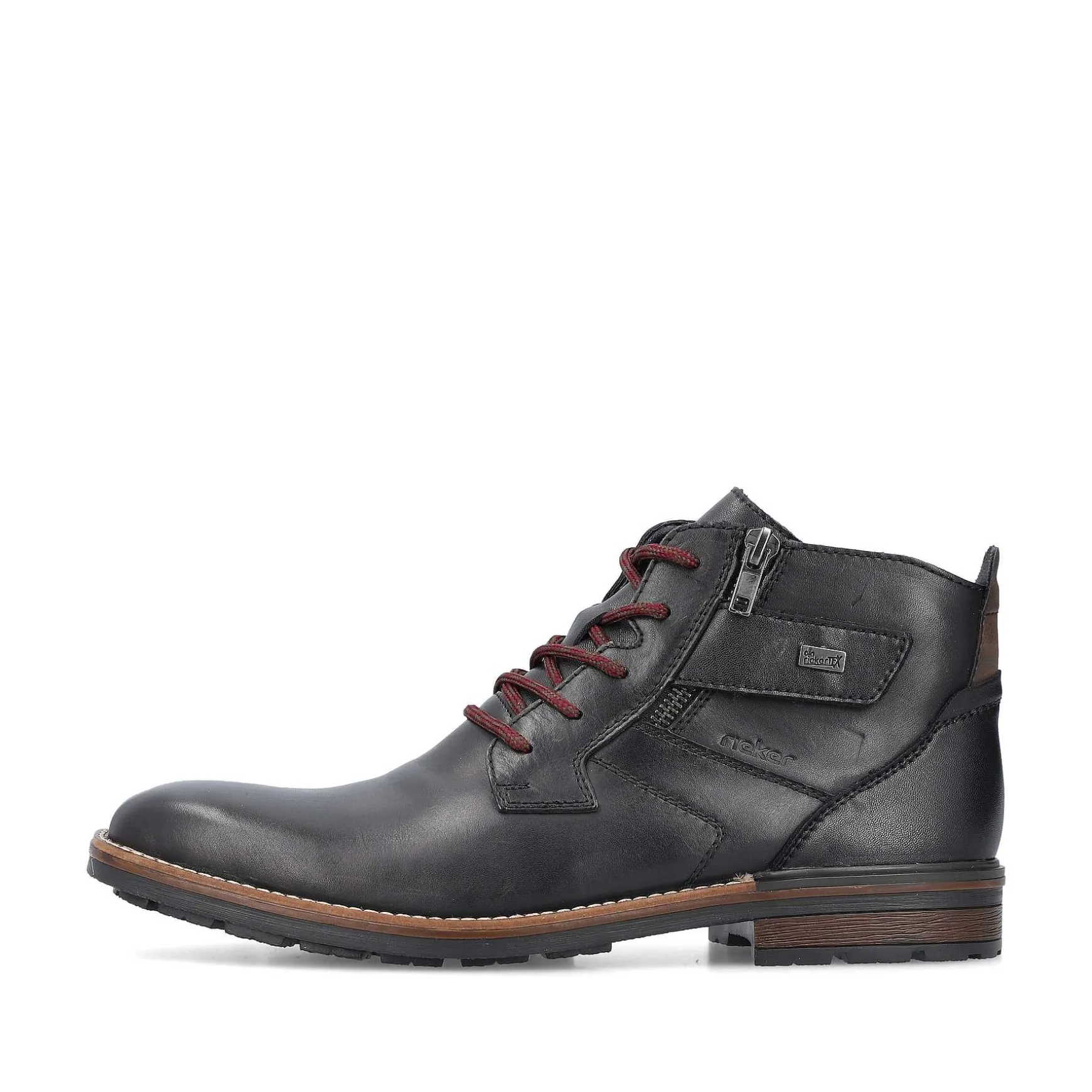 Rieker Men'S Corded Boots, Glossy Black