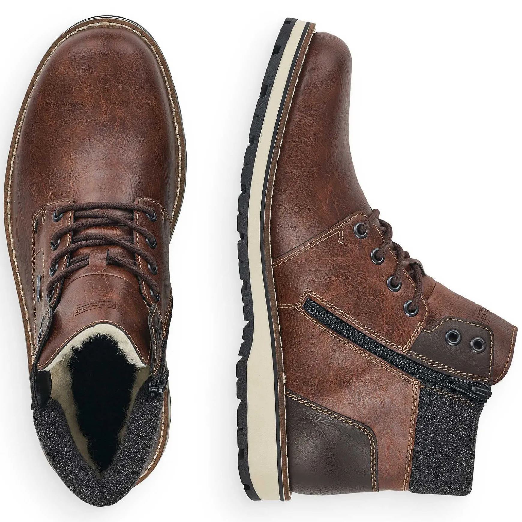 Rieker Men'S Corded Boots Chestnut Brown