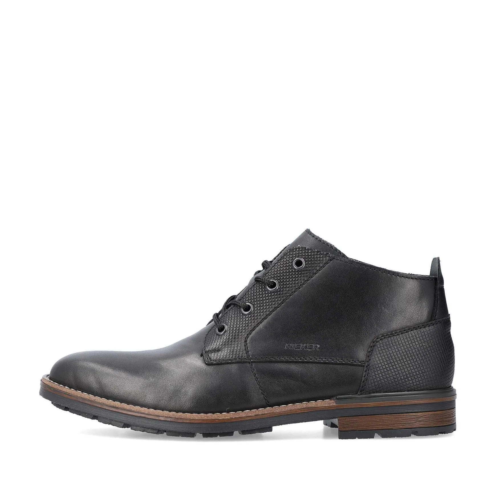 Rieker Men'S Corded Boots, Glossy Black