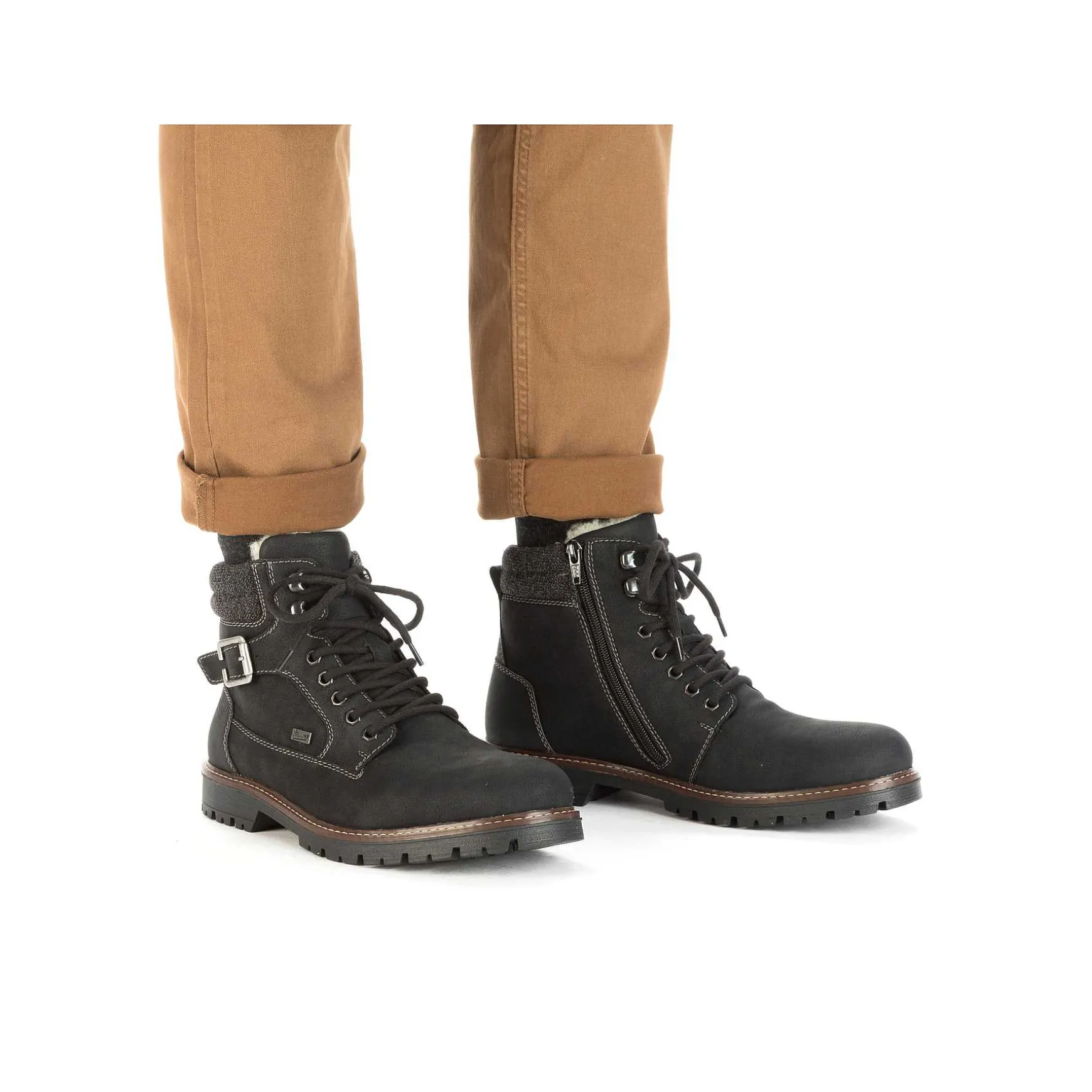 Rieker Men'S Corded Boots Asphalt Black