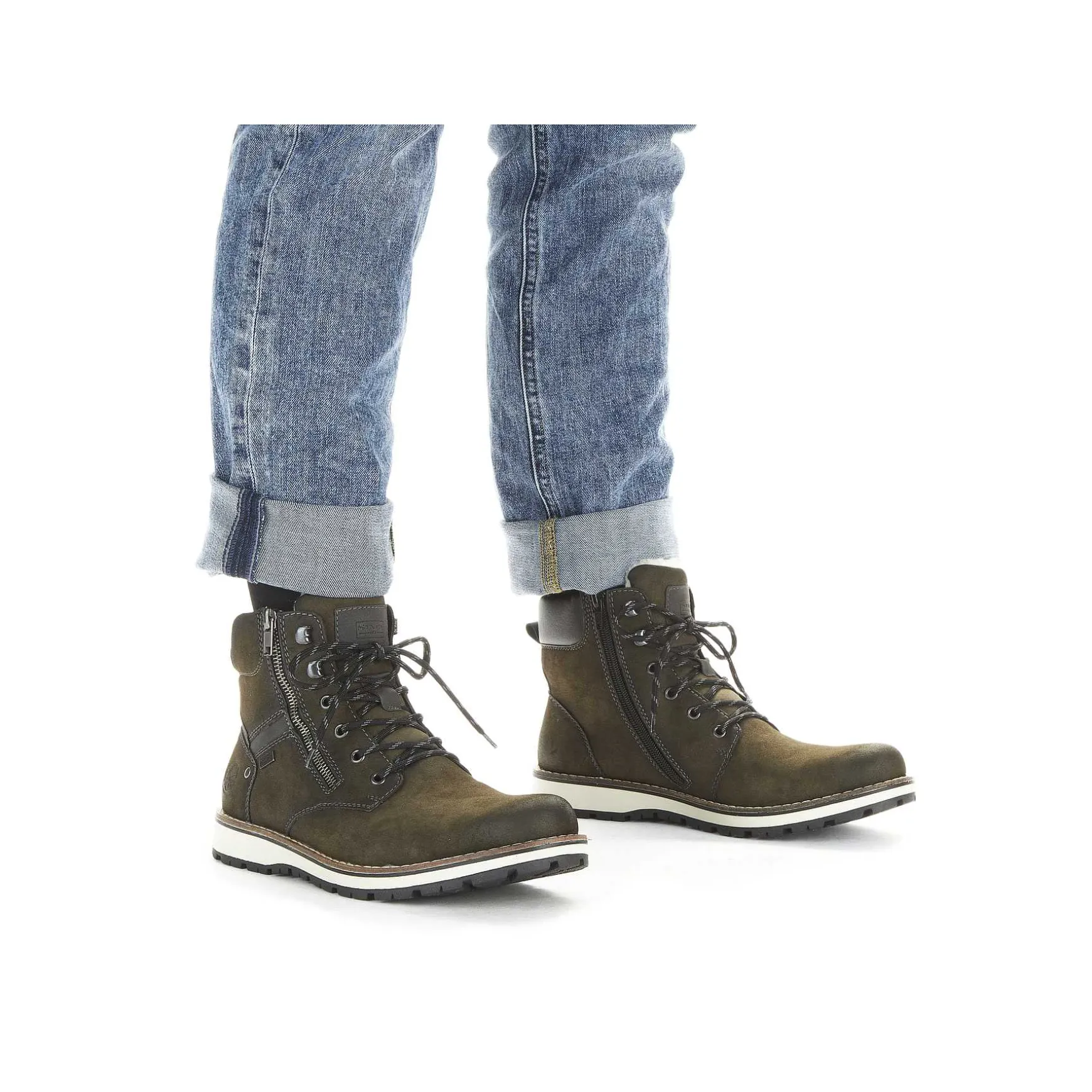 Rieker Men'S Corded Boots Olive Green