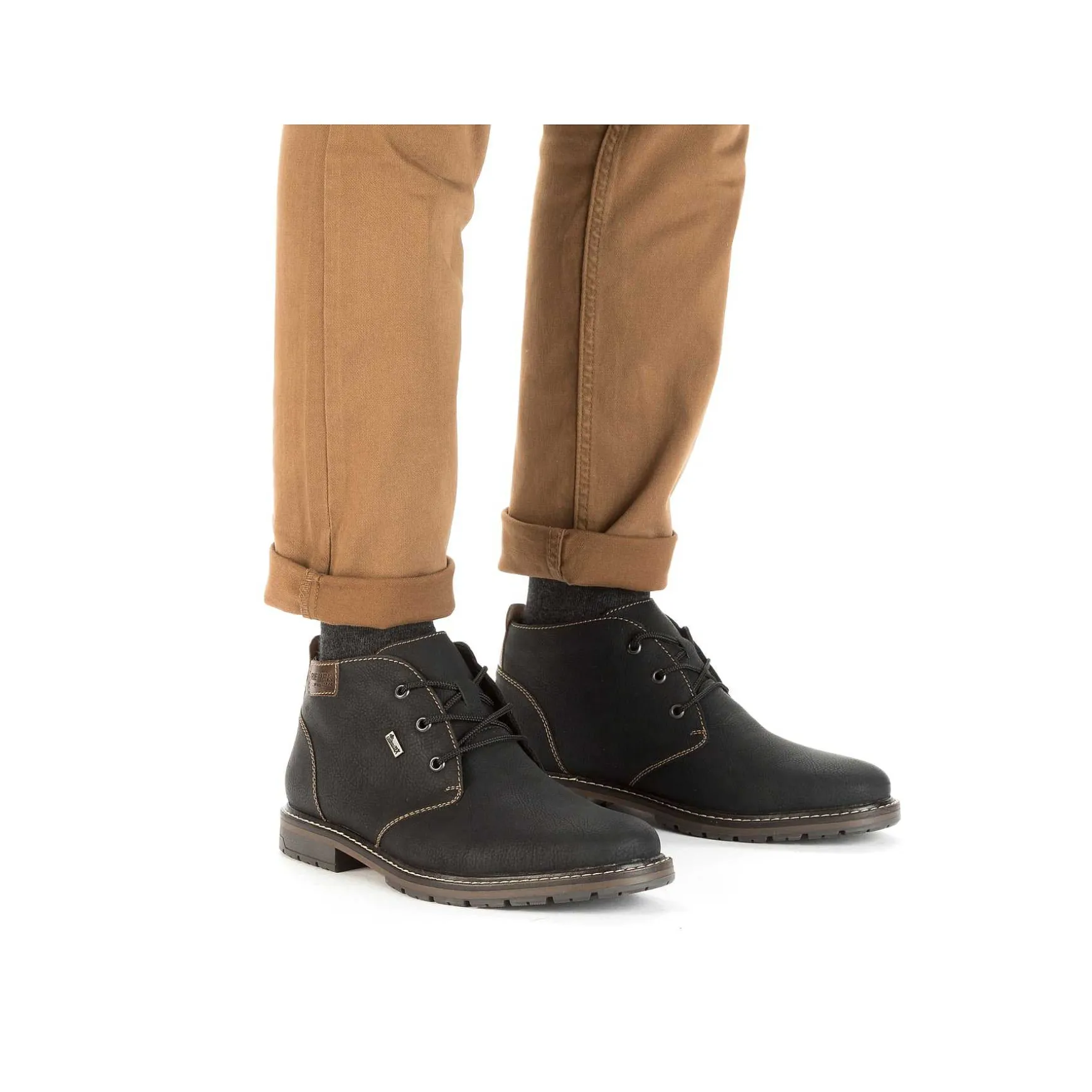 Rieker Men'S Lace-Up Shoes Asphalt Black