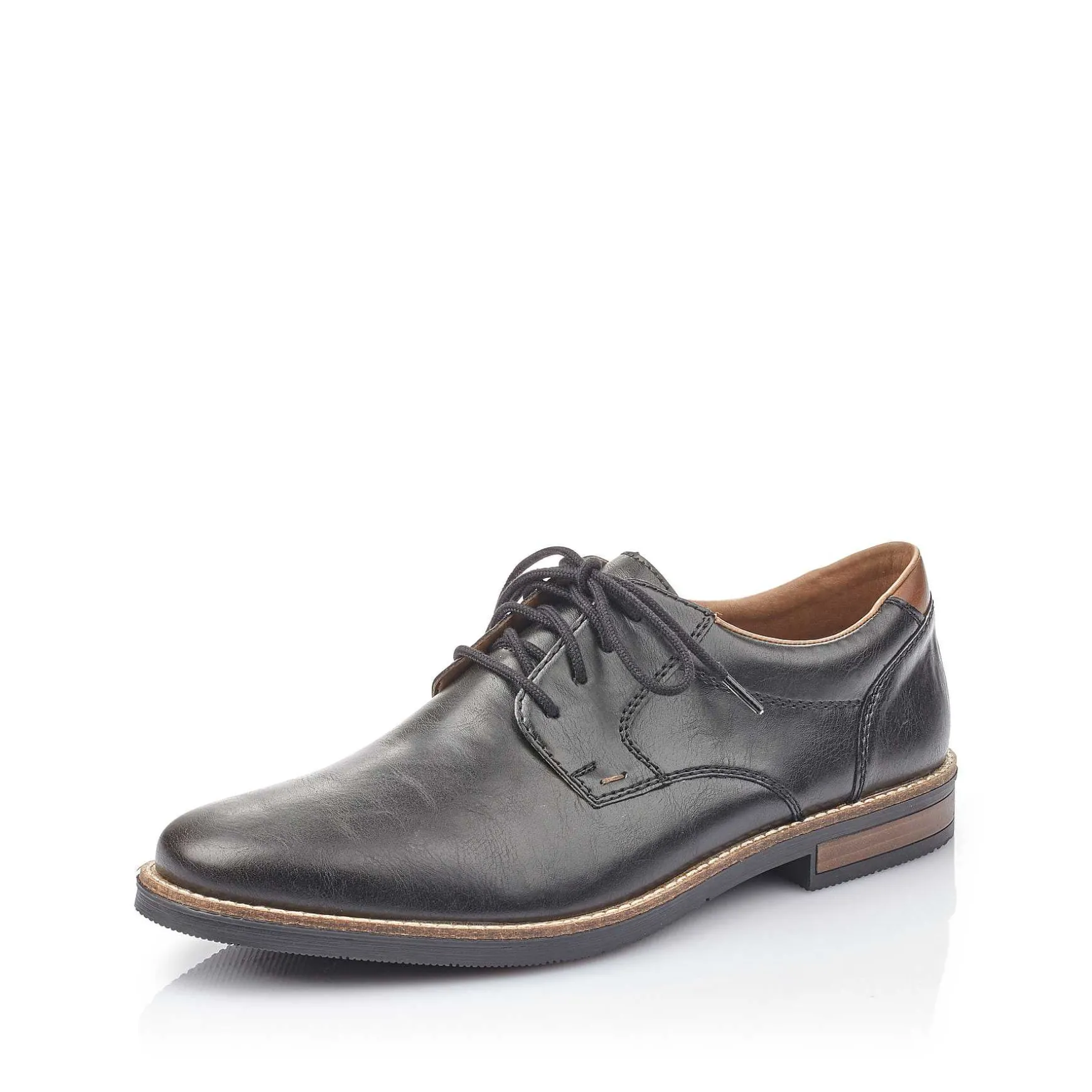 Rieker Men'S Lace-Up Shoes Glossy Black
