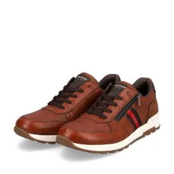 Rieker Men'S Lace-Up Shoes Caramel Brown-Fire Red