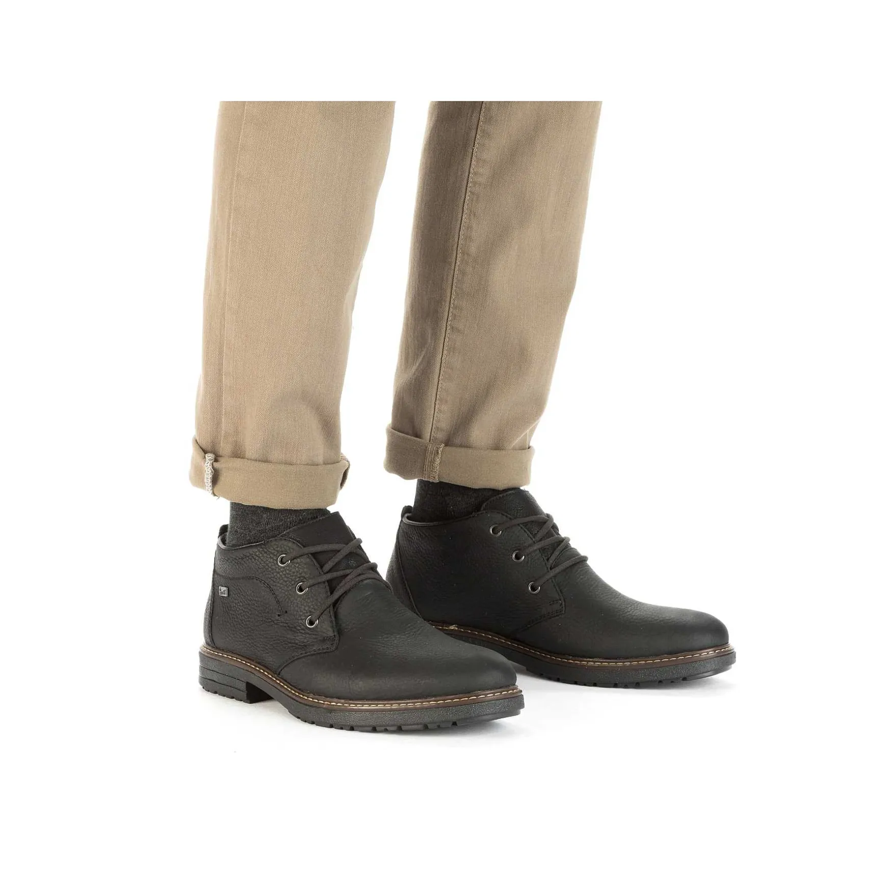 Rieker Men'S Lace-Up Shoes Asphalt Black