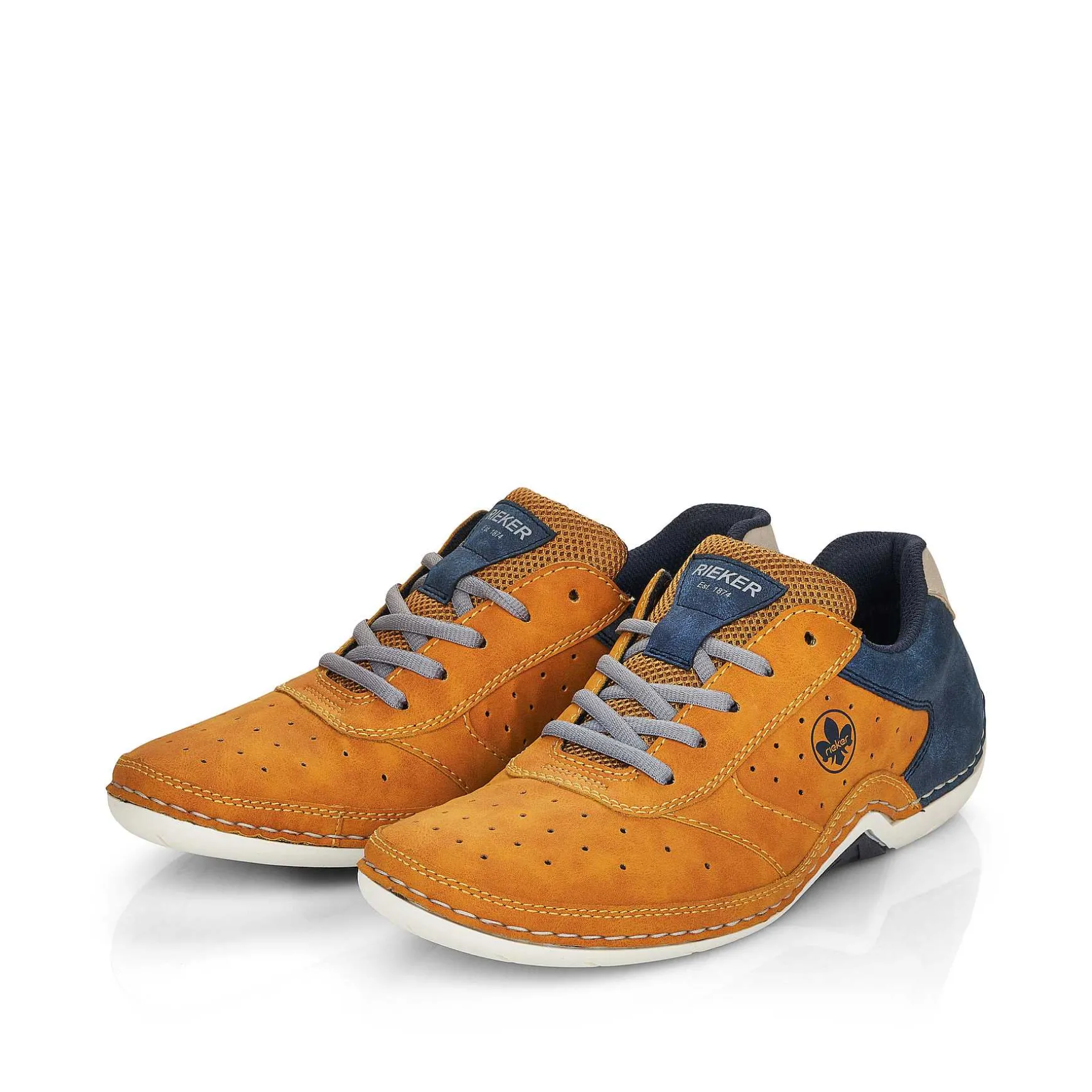 Rieker Men'S Lace-Up Shoes Golden Yellow-Royal Blue