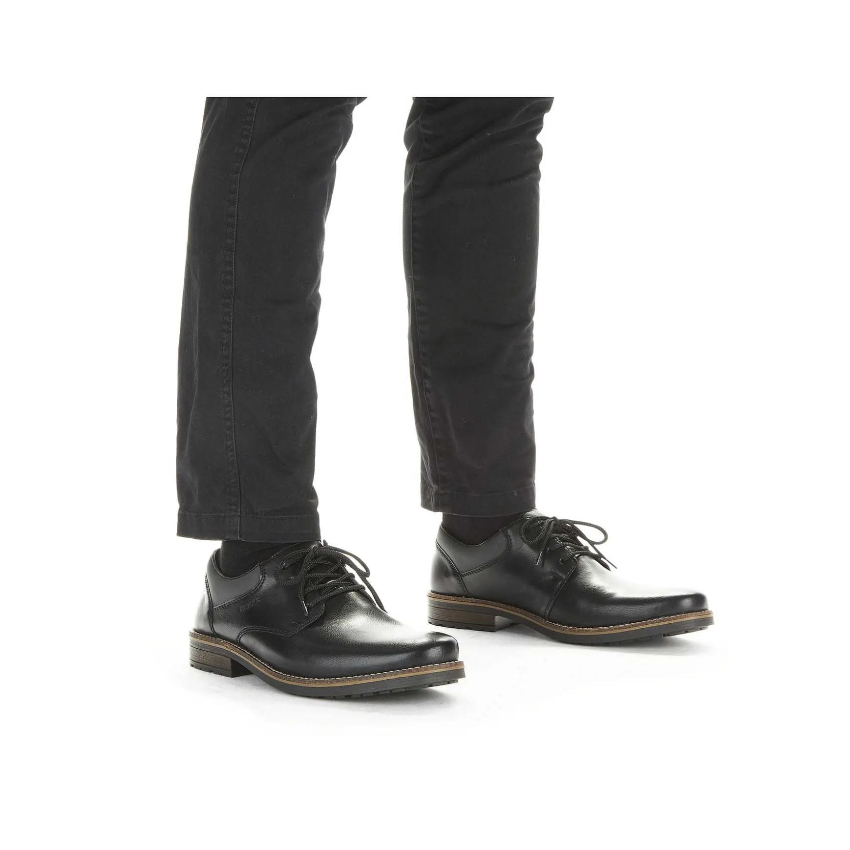 Rieker Men'S Lace-Up Shoes Glossy Black