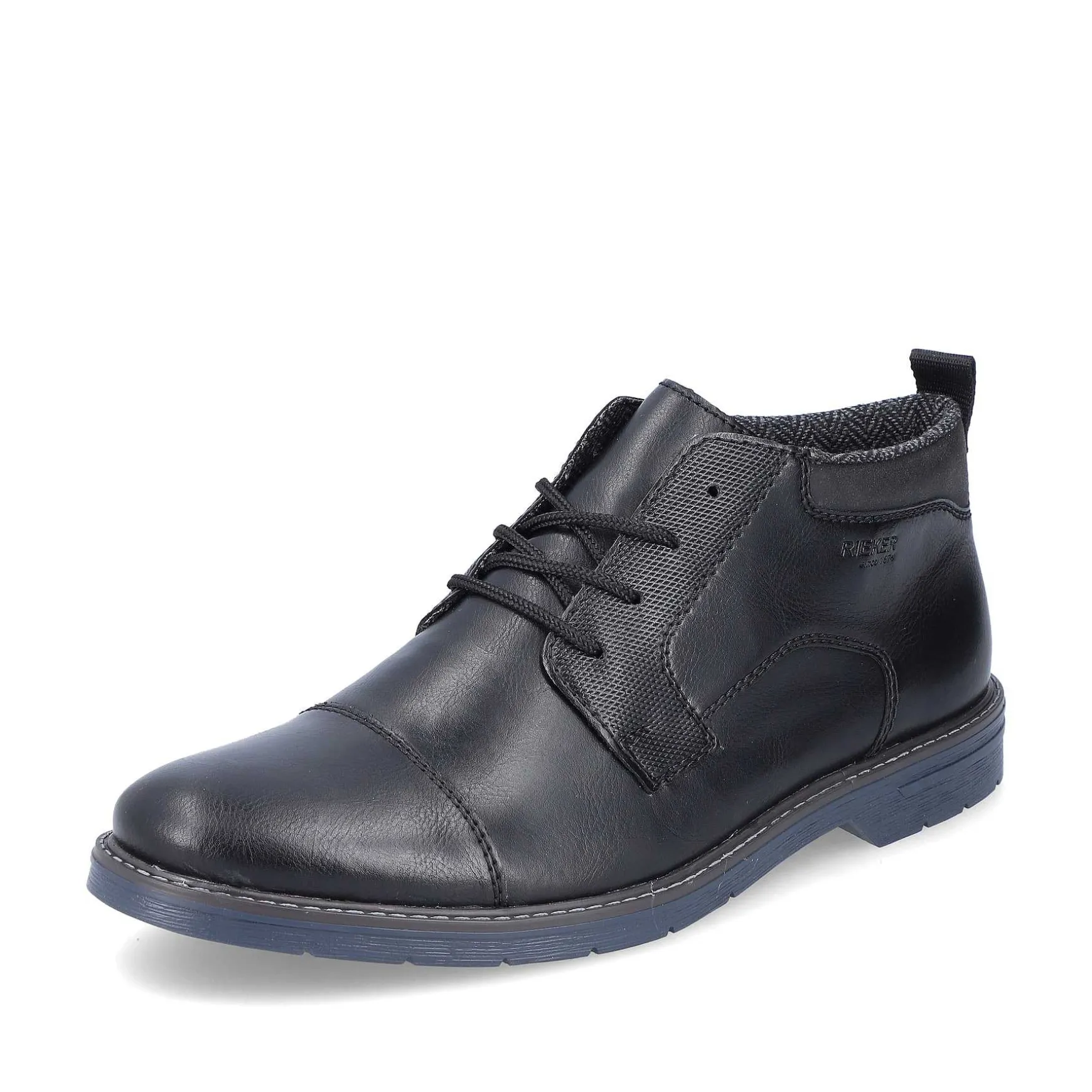 Rieker Men'S Lace-Up Shoes Glossy Black