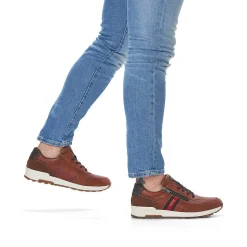 Rieker Men'S Lace-Up Shoes Caramel Brown-Fire Red
