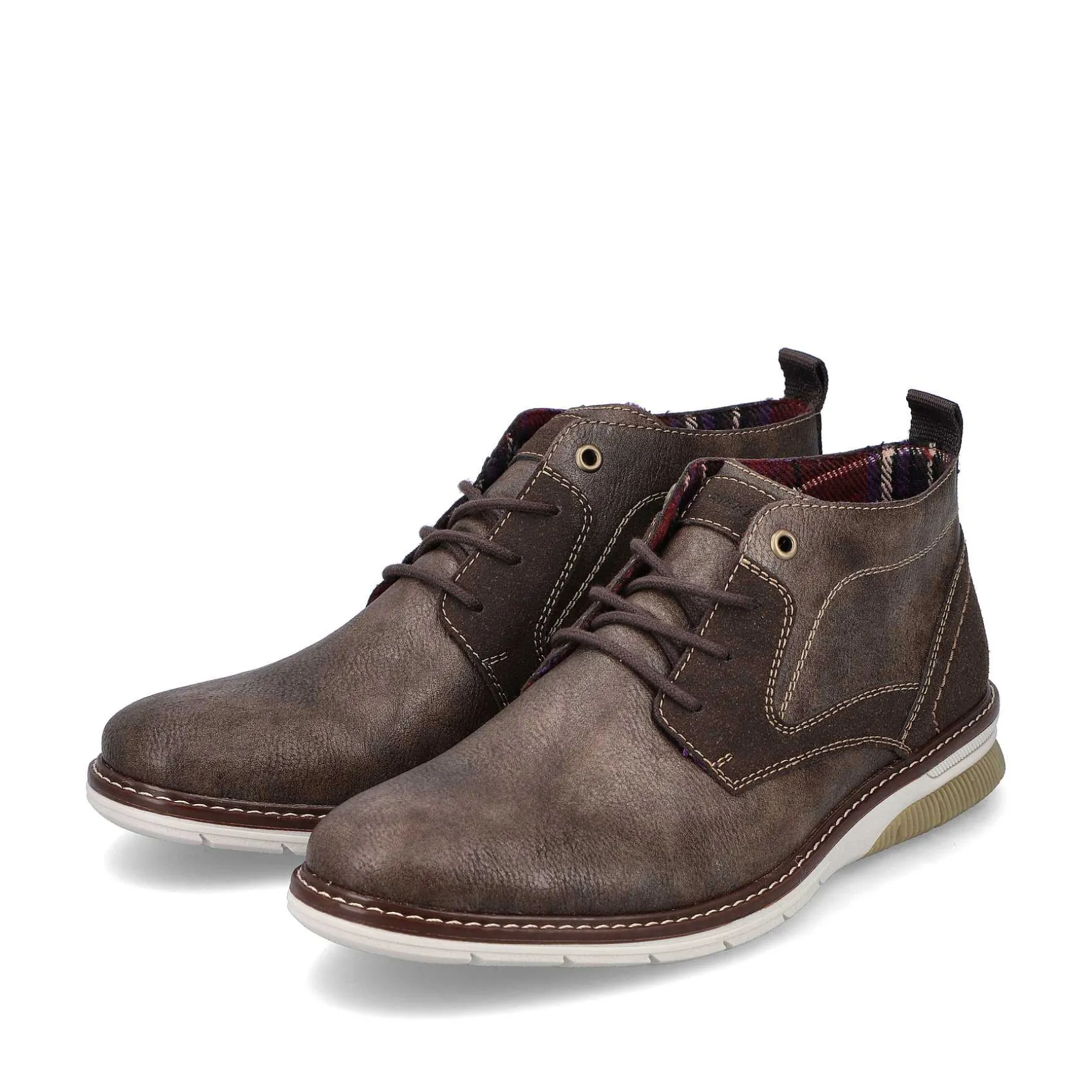 Rieker Men'S Lace-Up Shoes Grey-Brown