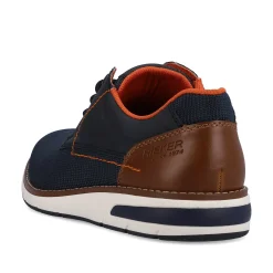 Rieker Men'S Lace-Up Shoes Navy Blue-Orange