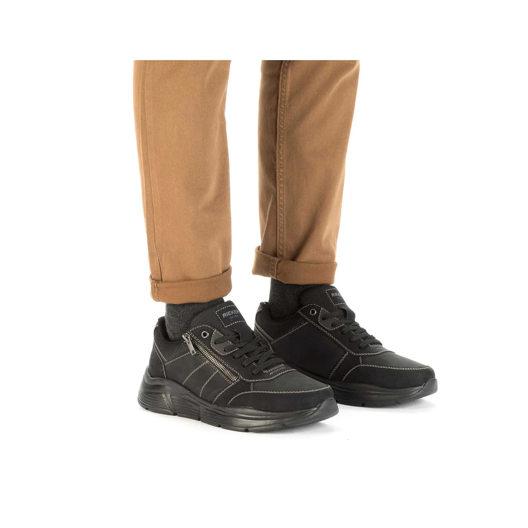 Rieker Men'S Lace-Up Shoes Asphalt Black
