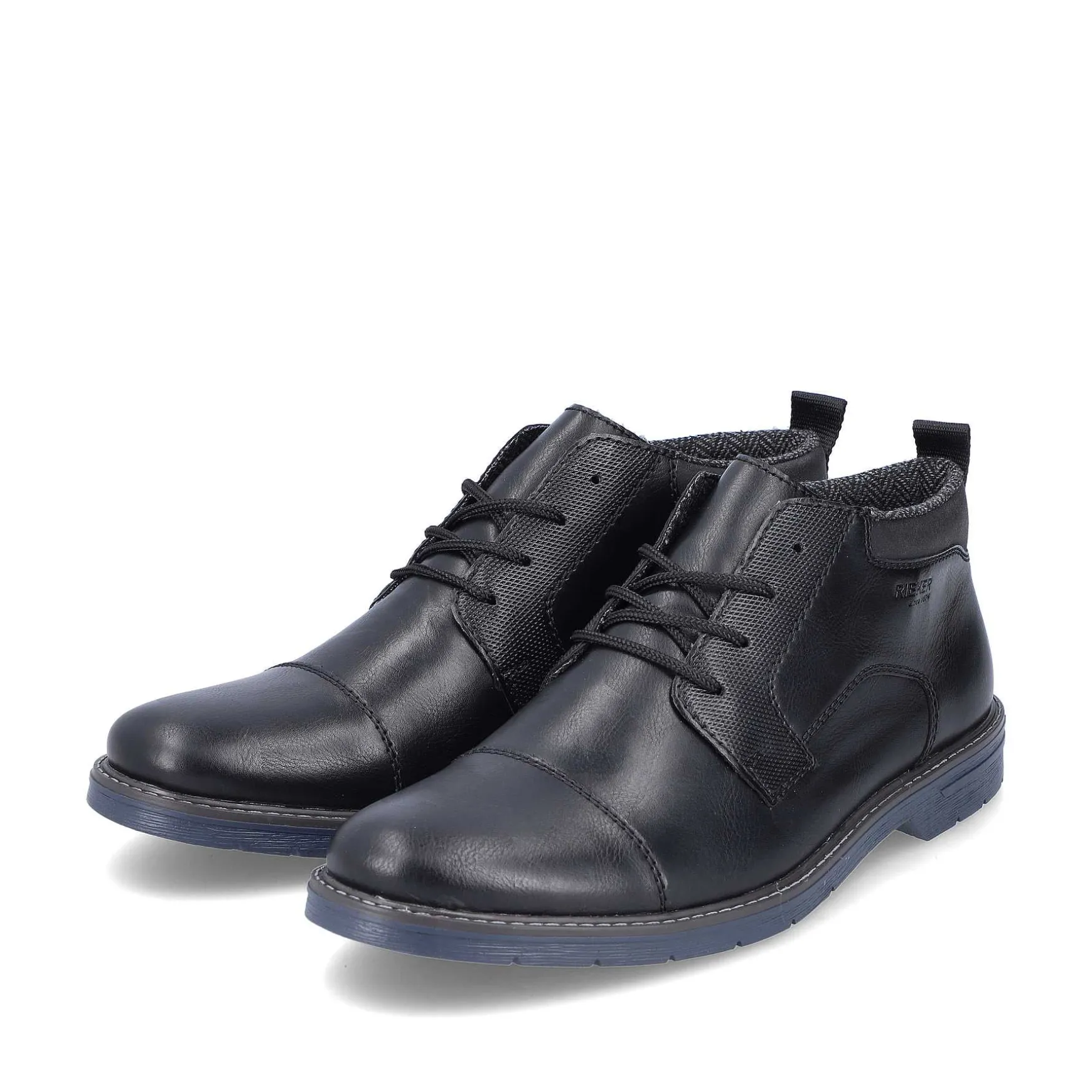 Rieker Men'S Lace-Up Shoes Glossy Black