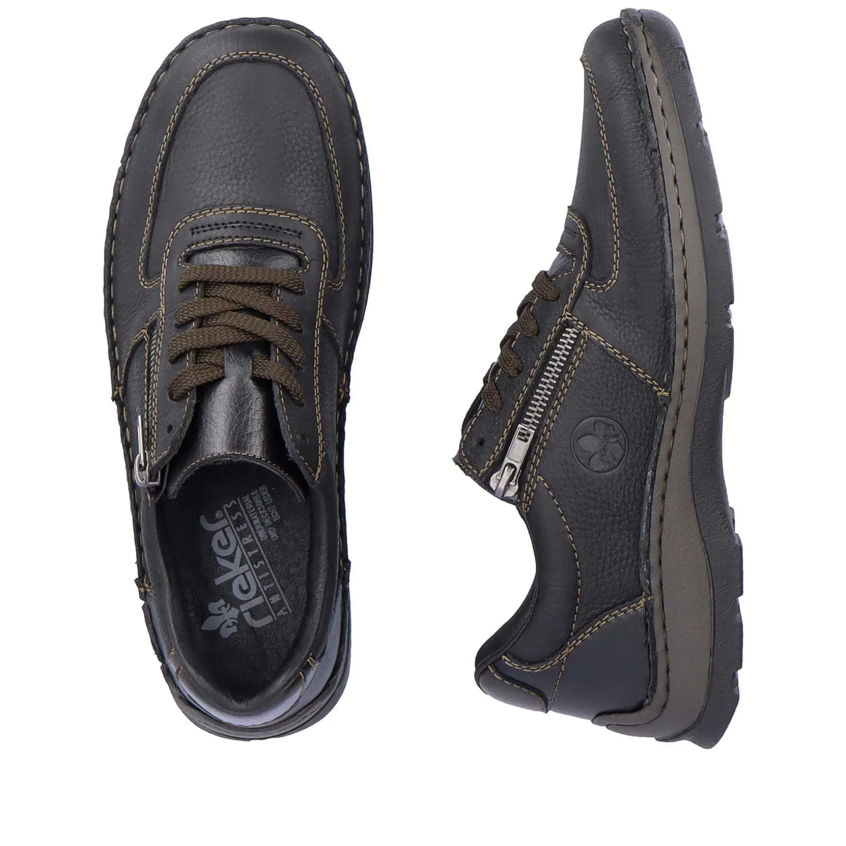 Rieker Men'S Lace-Up Shoes Asphalt Black