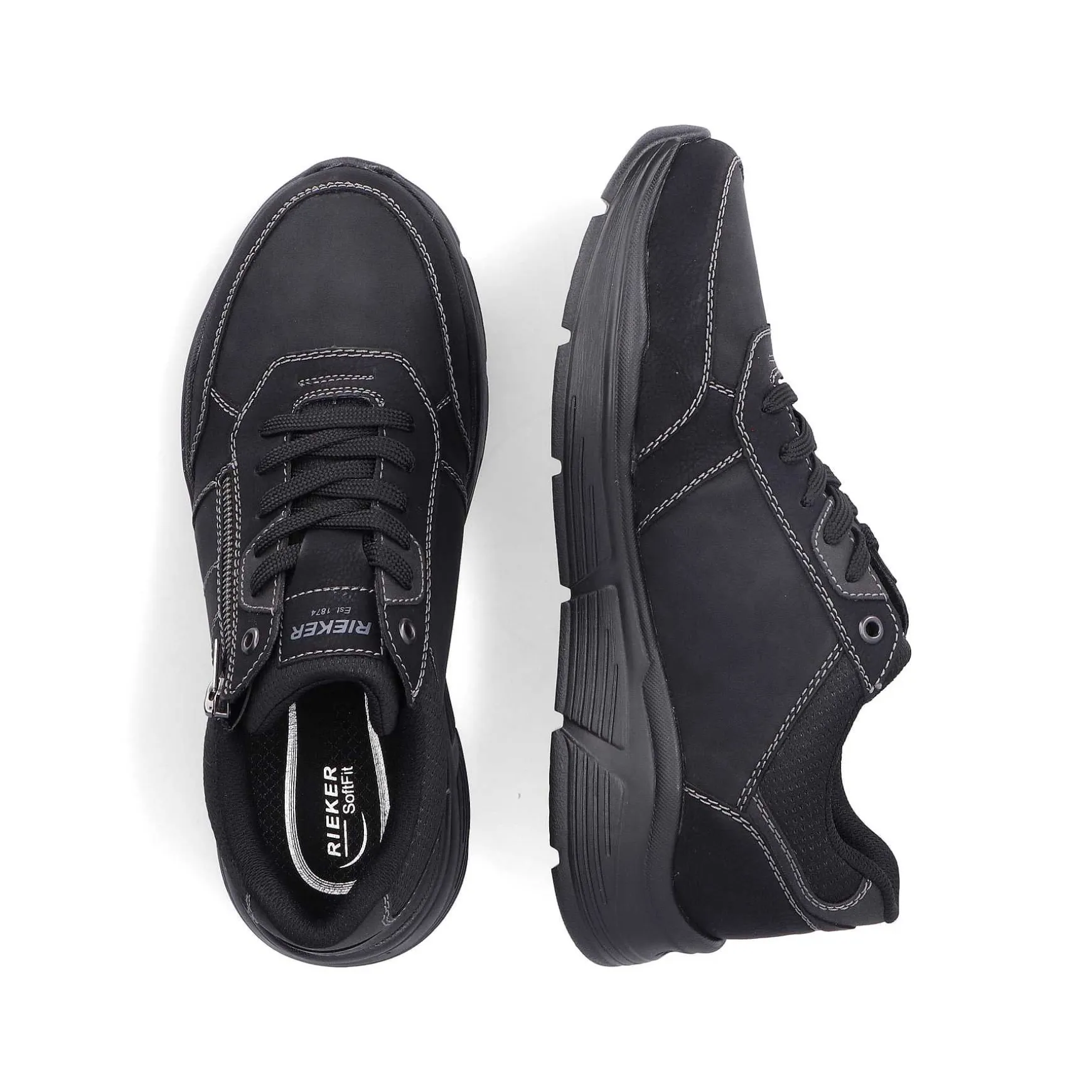 Rieker Men'S Lace-Up Shoes Asphalt Black
