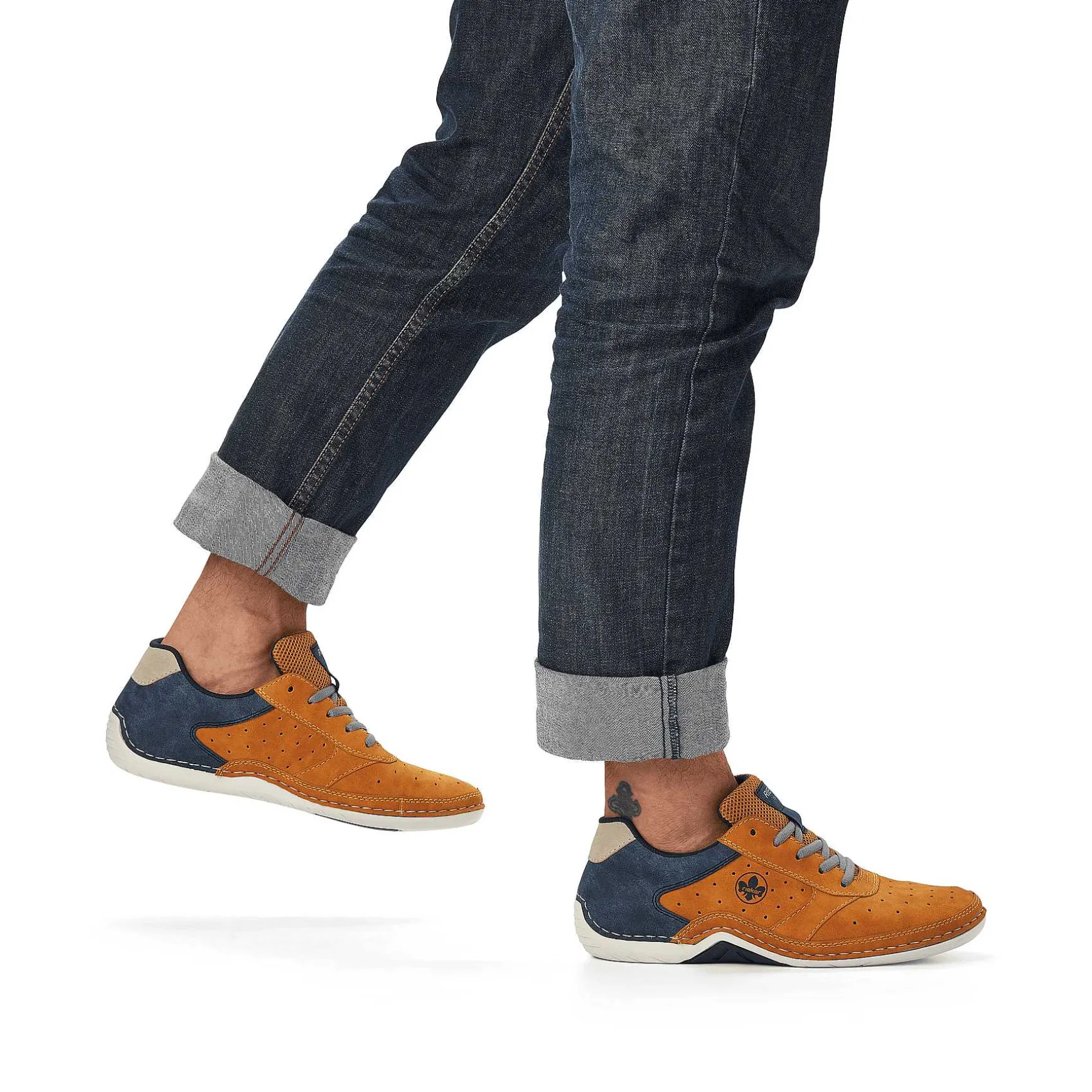 Rieker Men'S Lace-Up Shoes Golden Yellow-Royal Blue