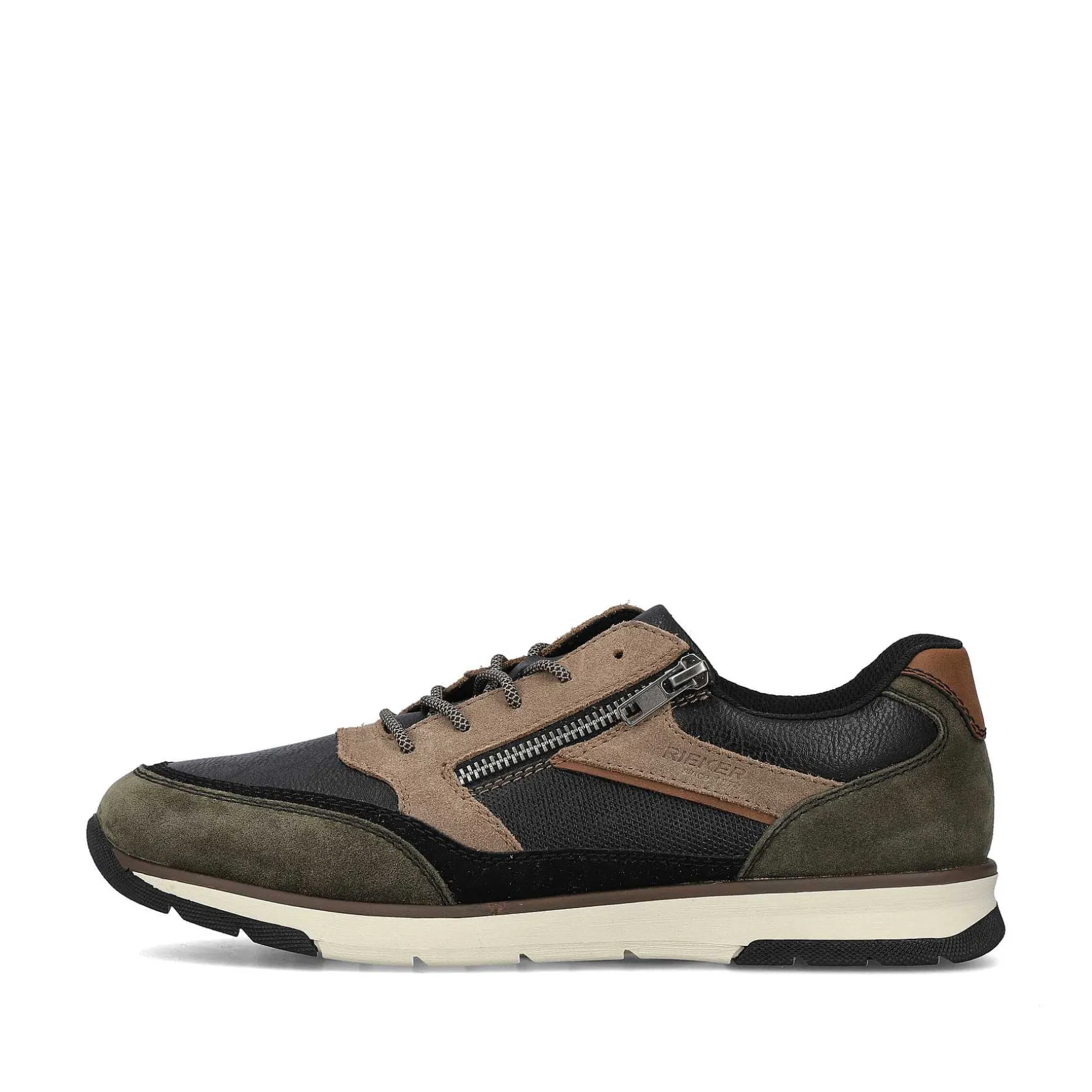 Rieker Men'S Low Sneaker Black-Beige-Green