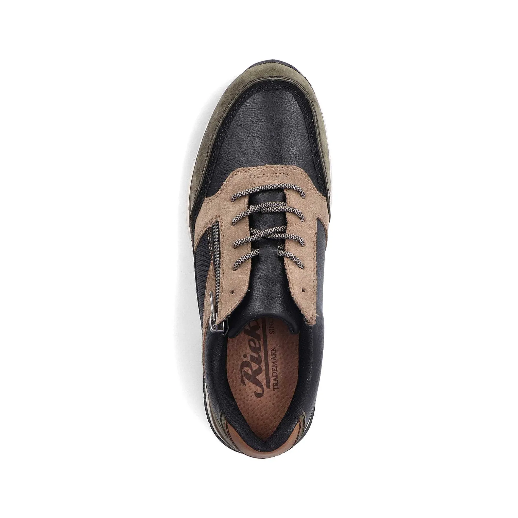 Rieker Men'S Low Sneaker Black-Beige-Green