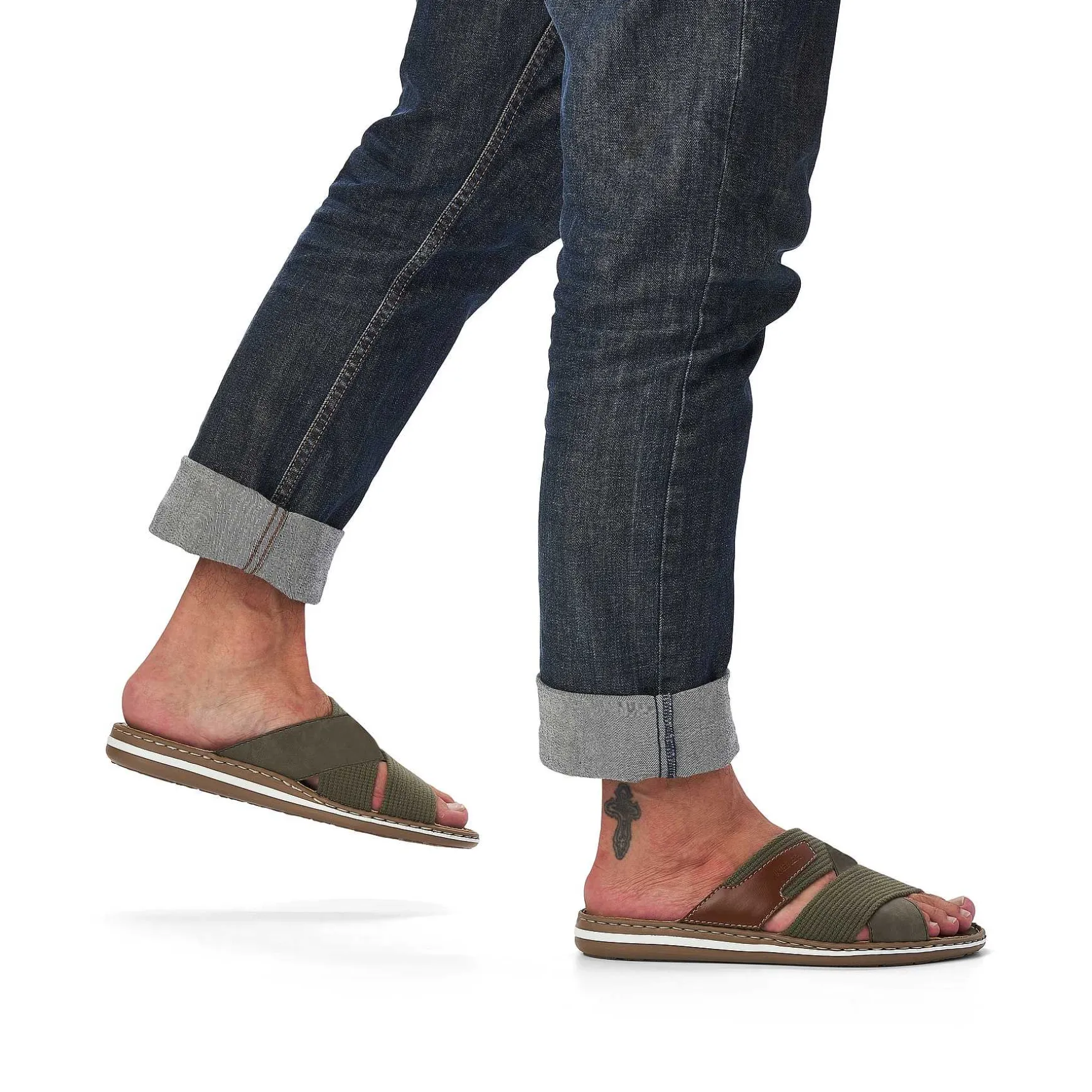 Rieker Men'S Mules Olive Green