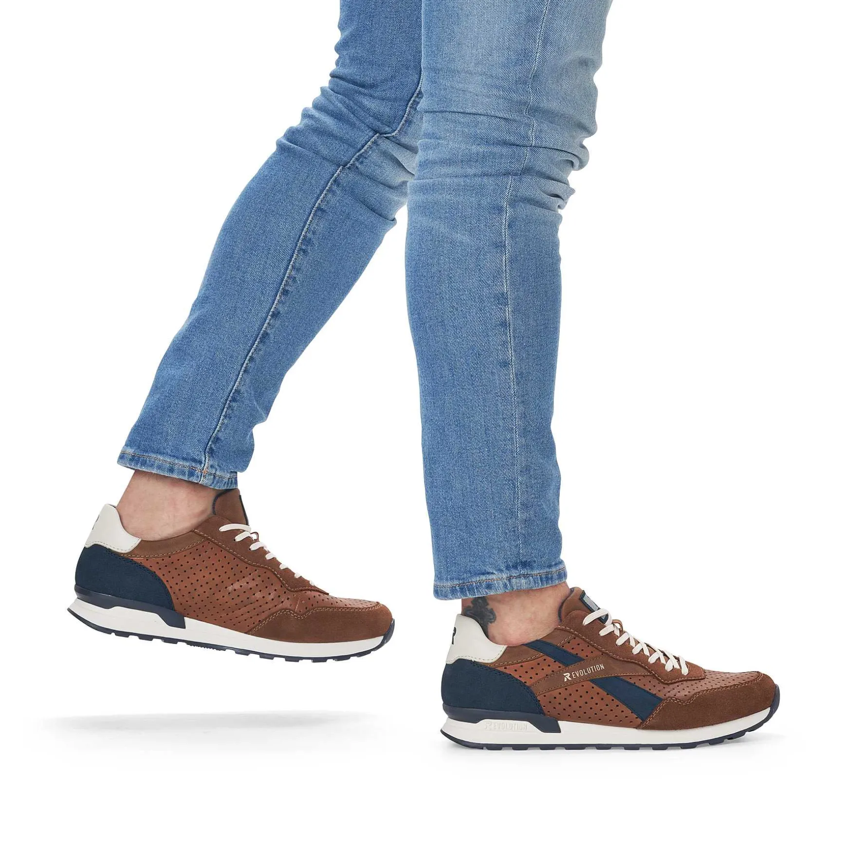 Rieker Men'S Sneaker Low Nut-Brown Ocean-Blue