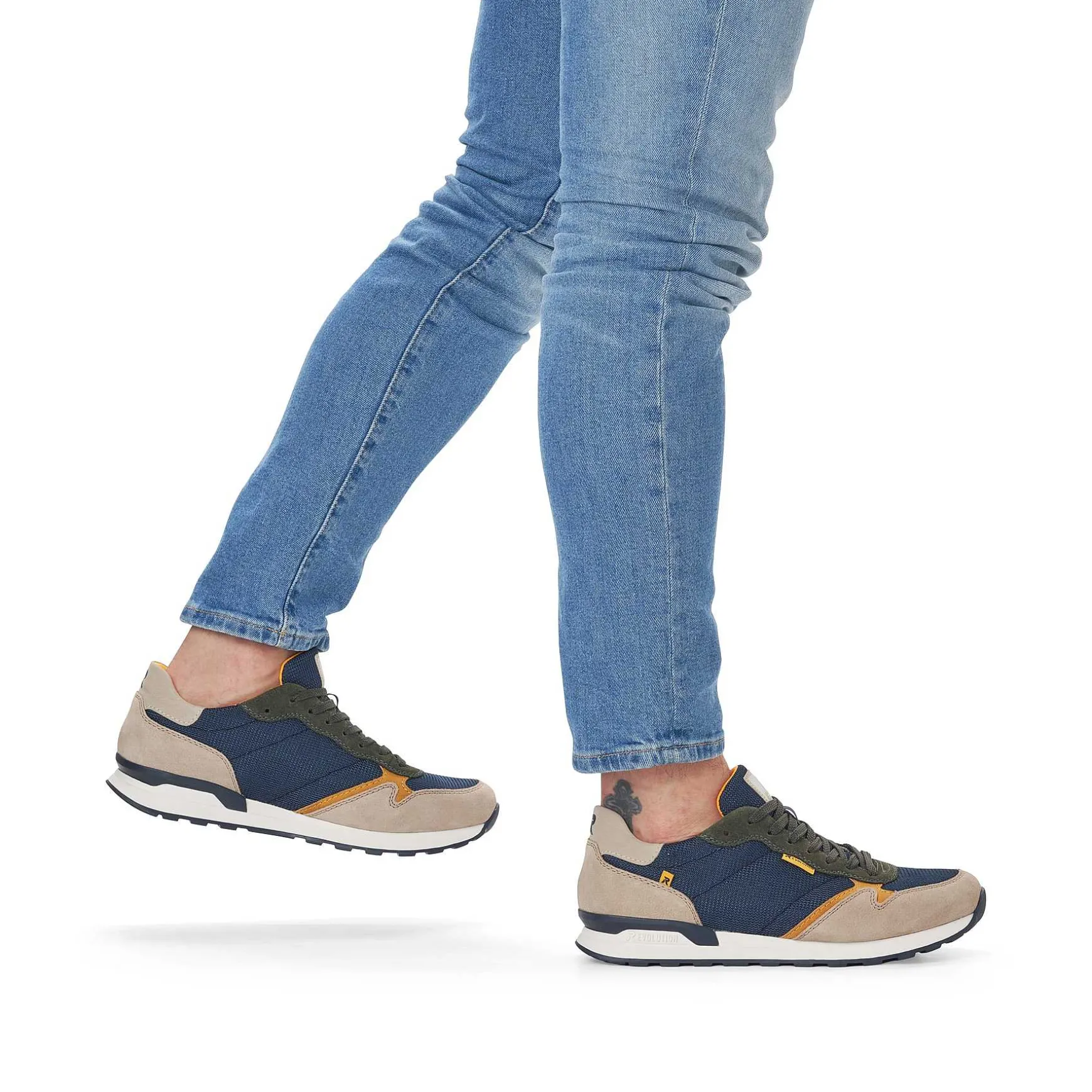 Rieker Men'S Sneaker Low Royal Blue Clay Beige