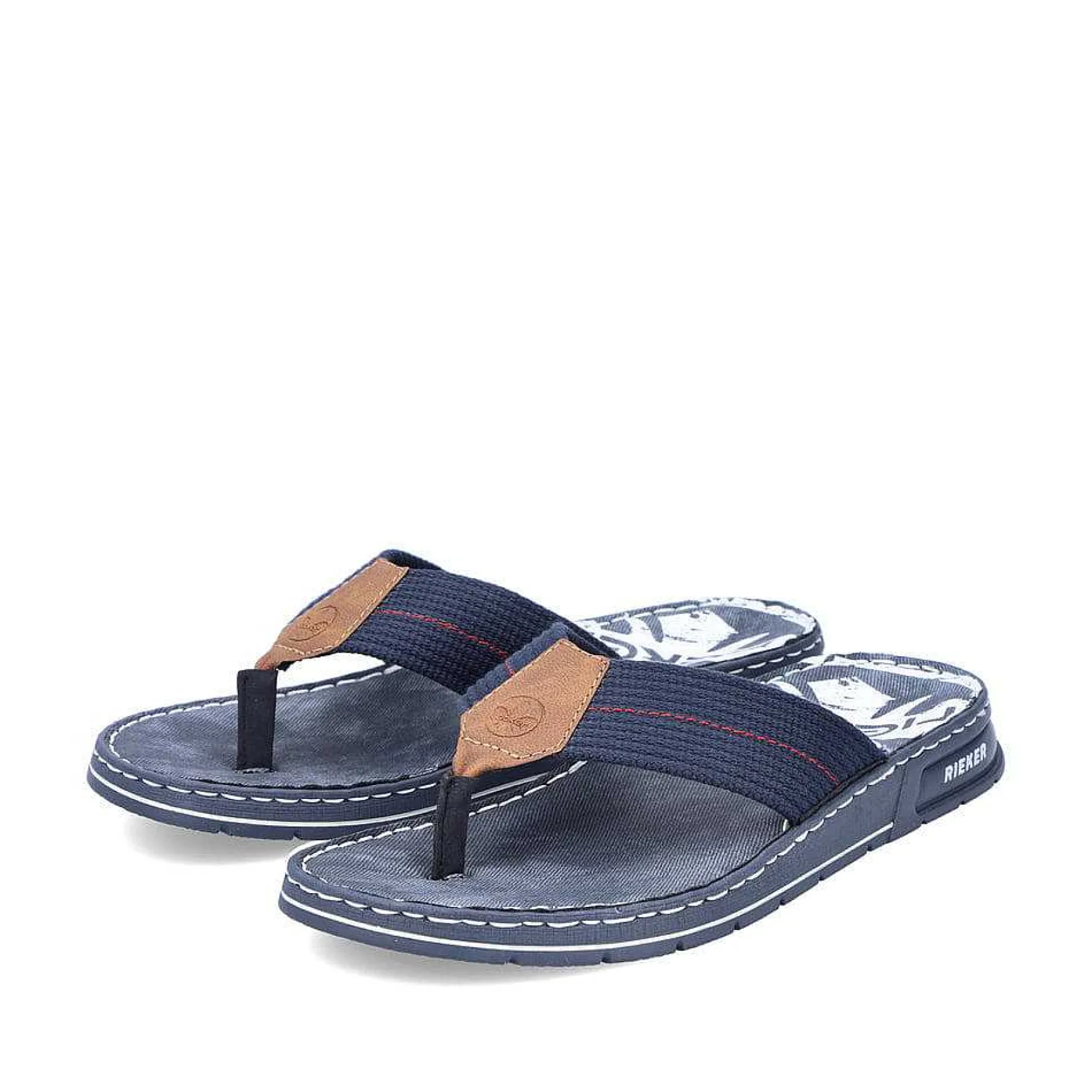 Rieker Men'S Toe Separator Navy Blue-Brown