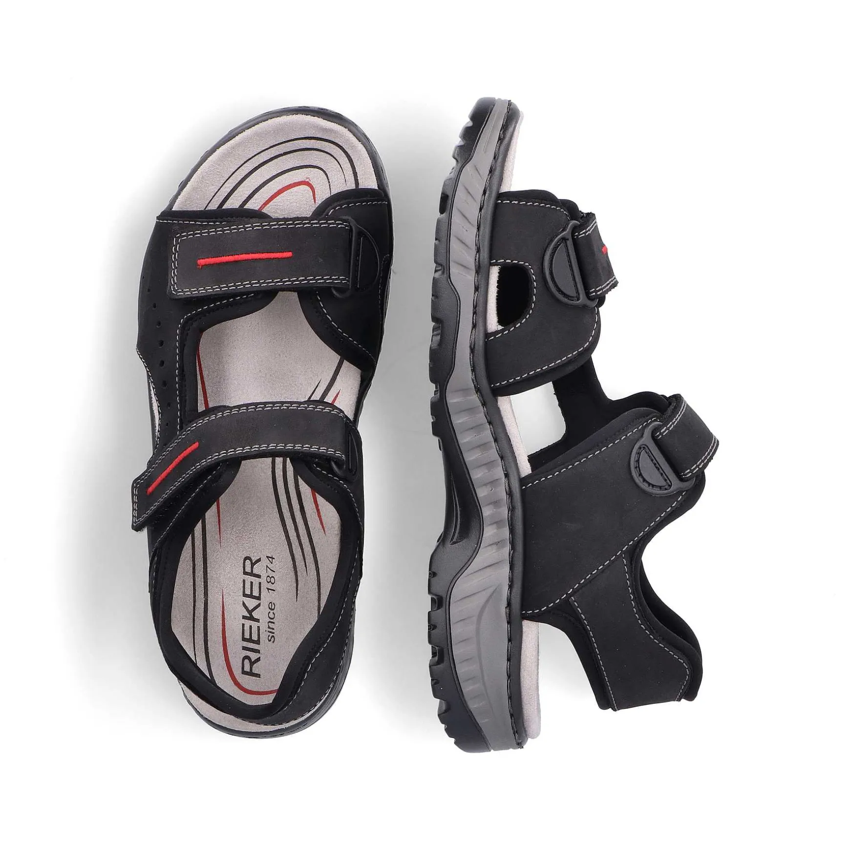 Rieker Men'S Trekking Sandals Asphalt Black