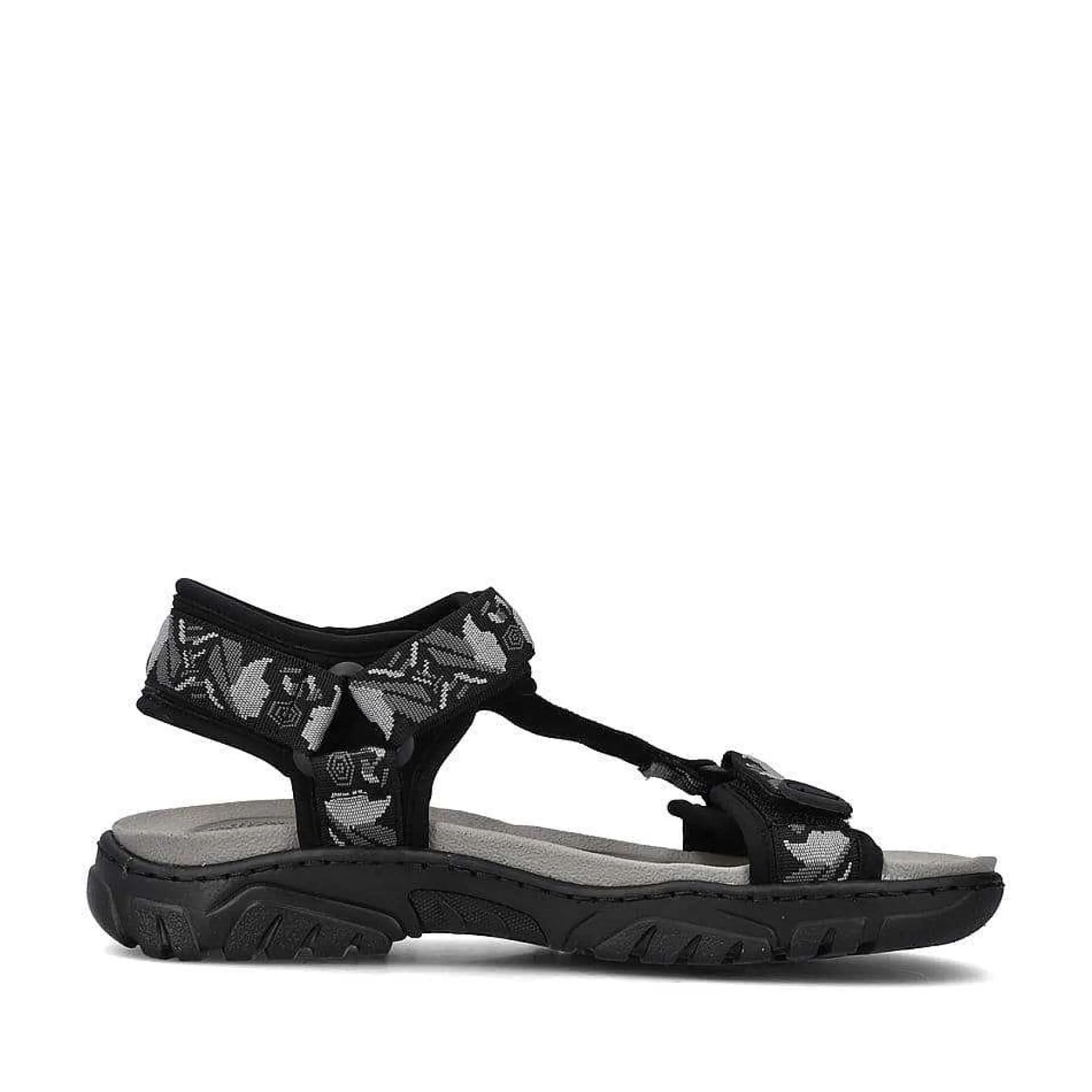 Rieker Men'S Trekking Sandals Asphalt Black-Gray