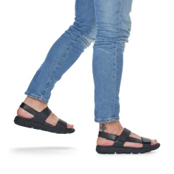 Rieker Men'S Trekking Sandals Midnight Black