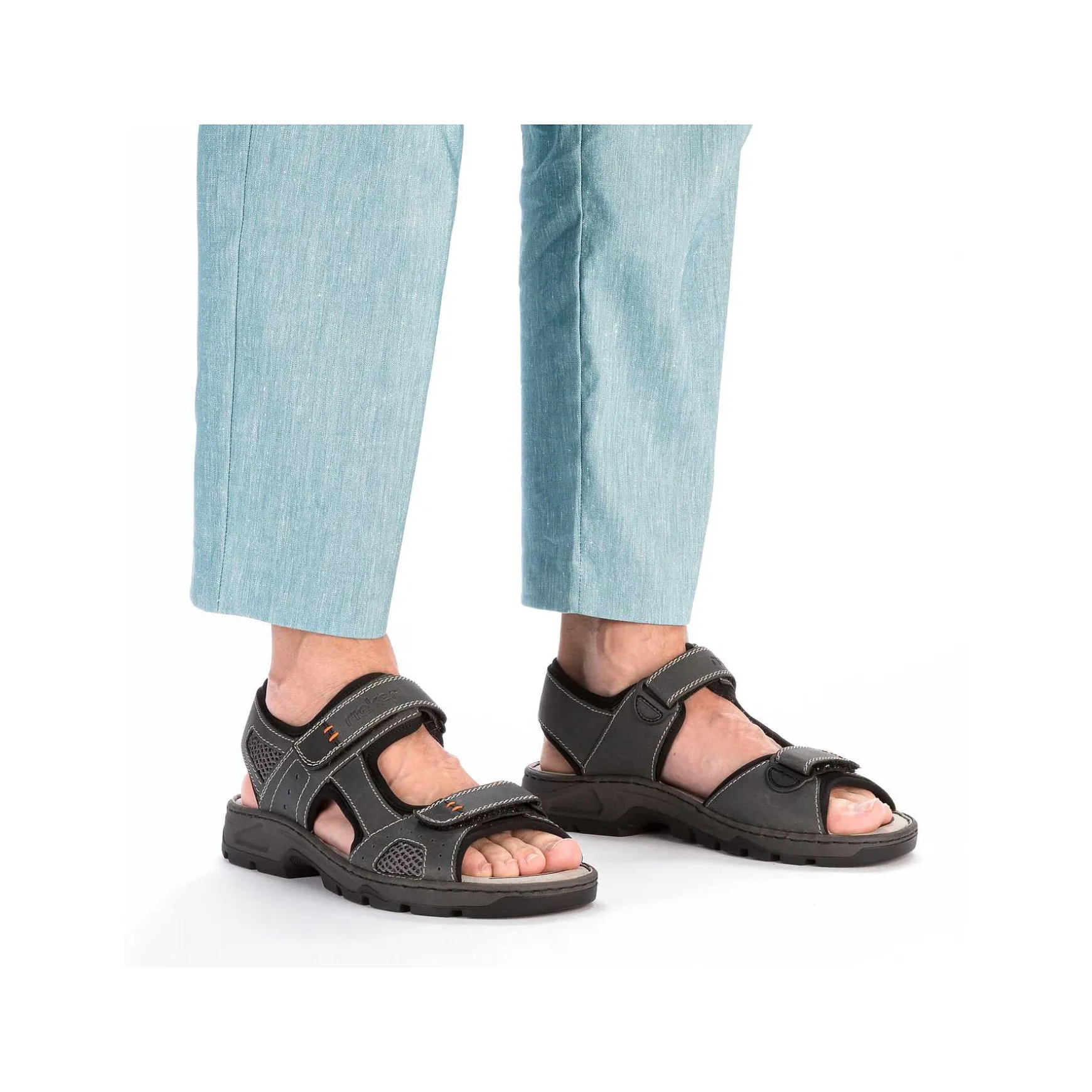 Rieker Men'S Trekking Sandals Dark Gray