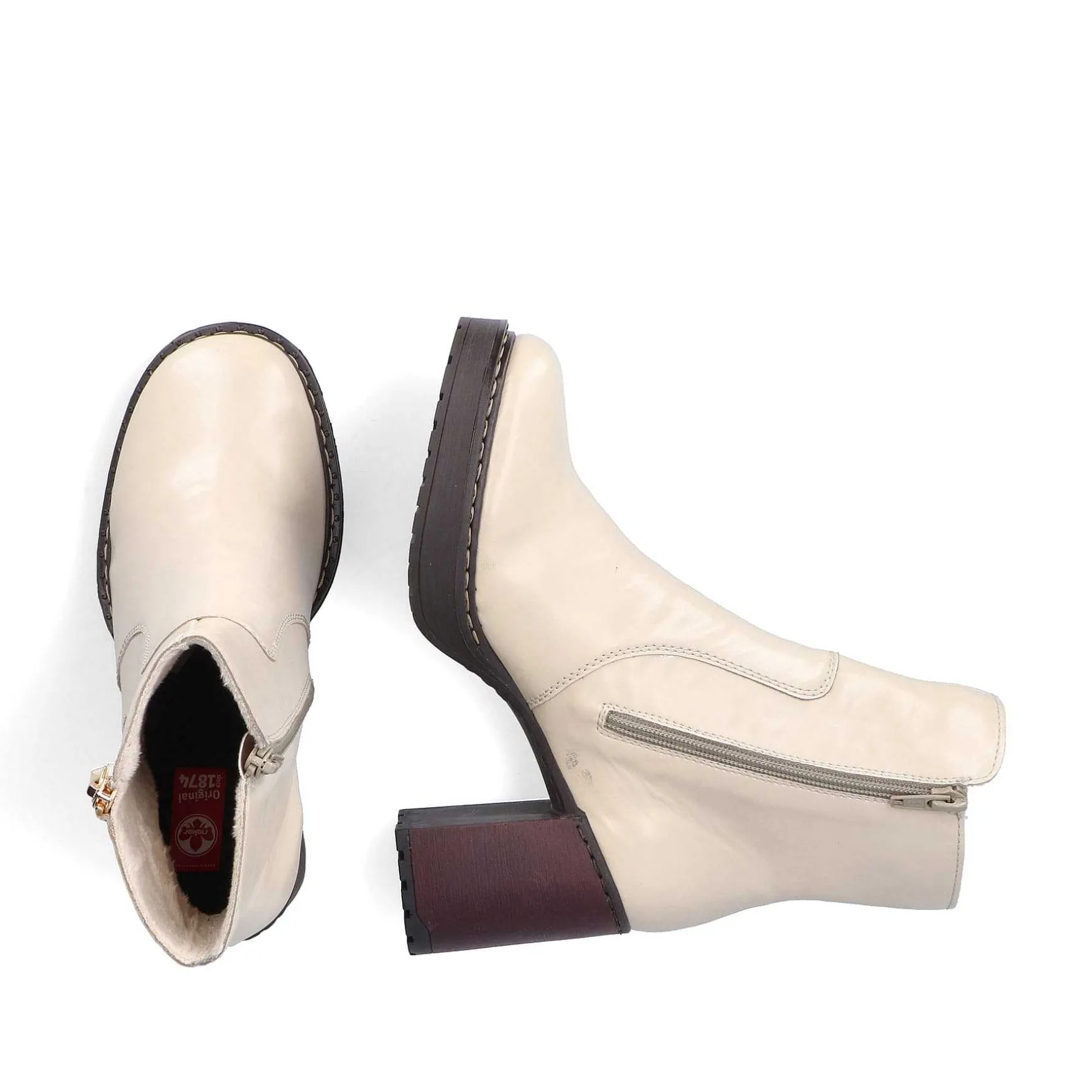 Rieker Women'S Ankle Boots Vanilla Beige-Black