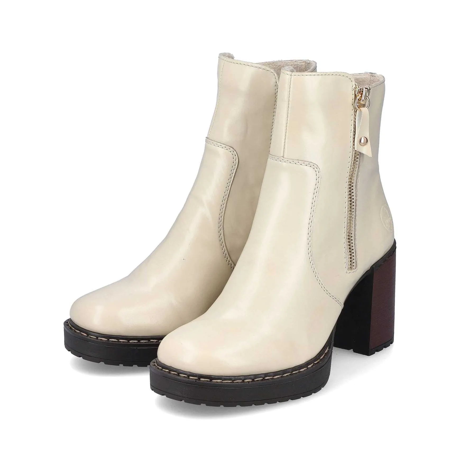 Rieker Women'S Ankle Boots Vanilla Beige-Black