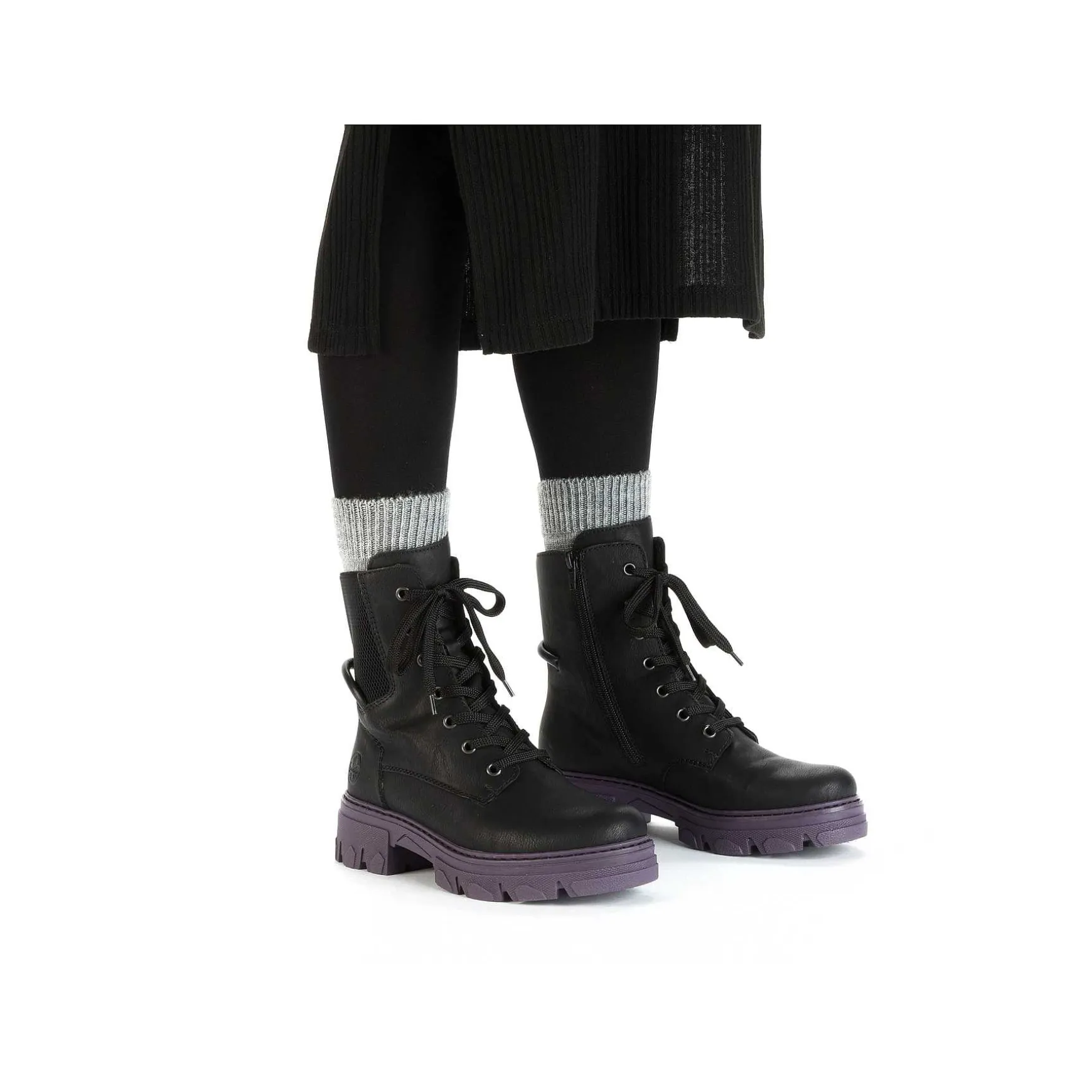 Rieker Women'S Biker Boots Night Black-Purple