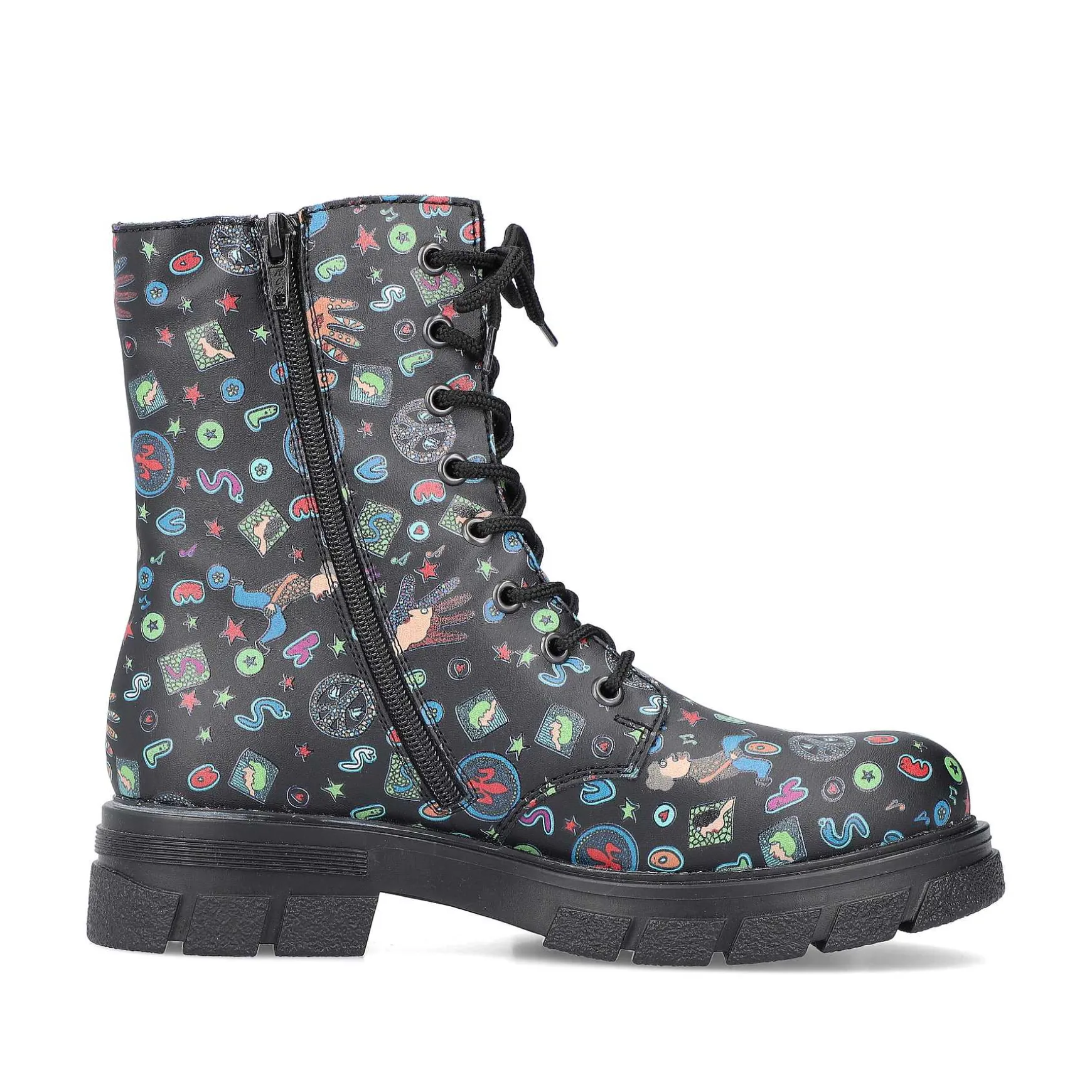 Rieker Women'S Biker Boots Multi-Black