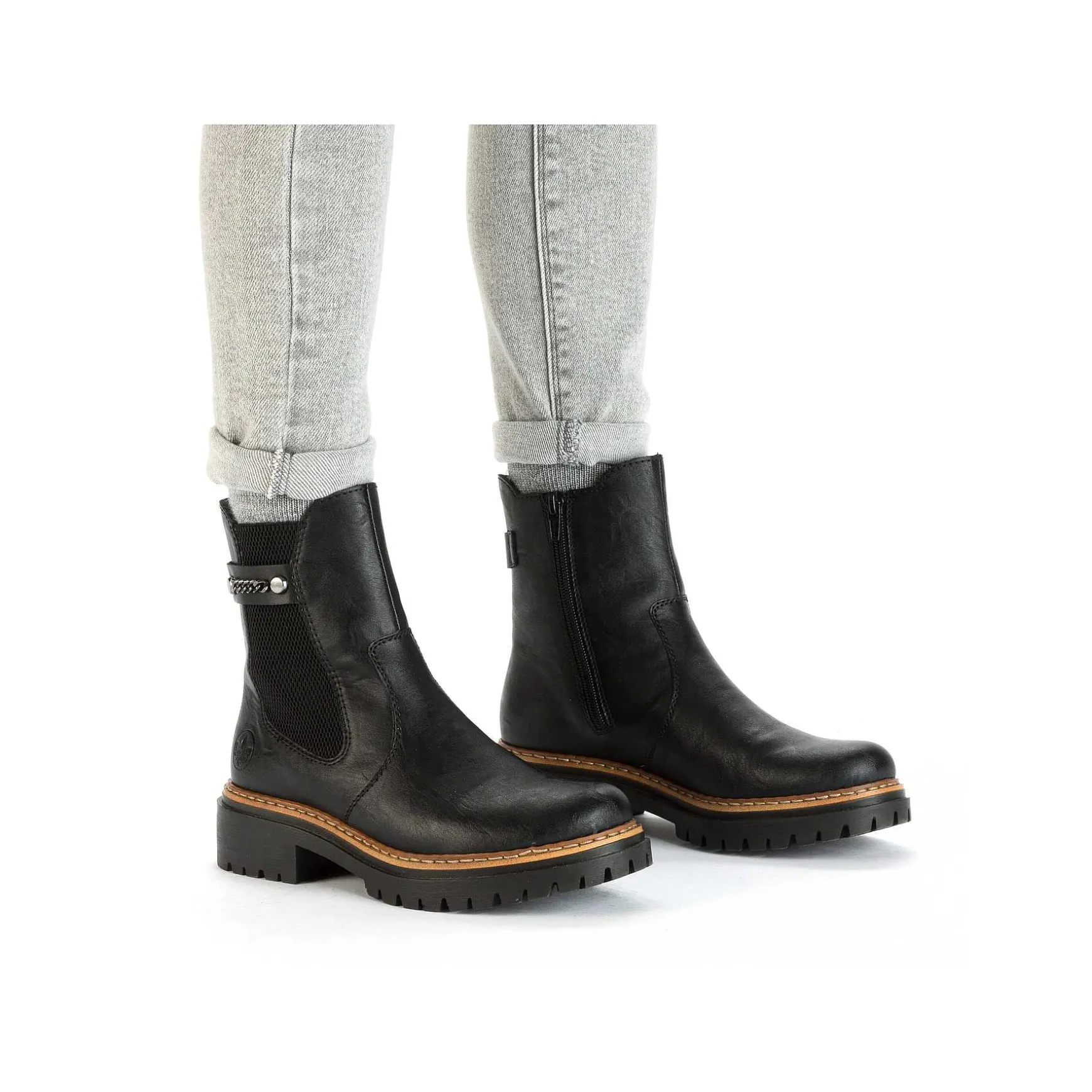 Rieker Women'S Chelsea Boots Asphalt Black