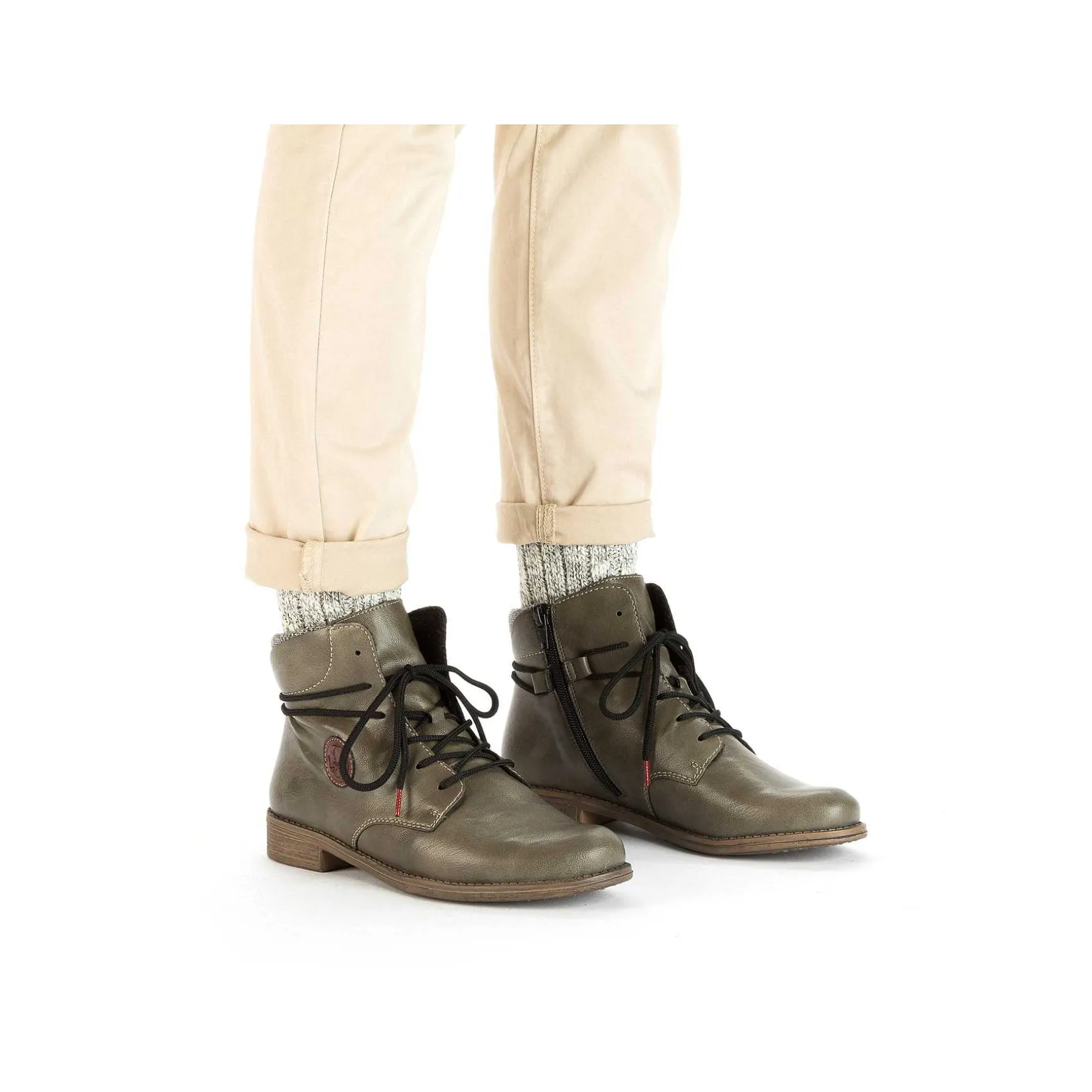 Rieker Women'S Corded Boots Gray Green