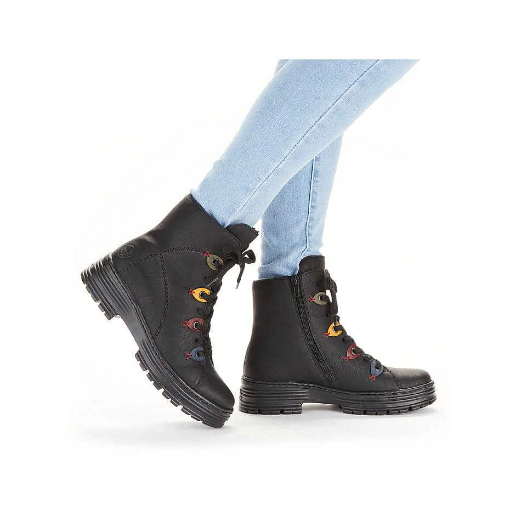 Rieker Women'S Corded Boots Deep Black