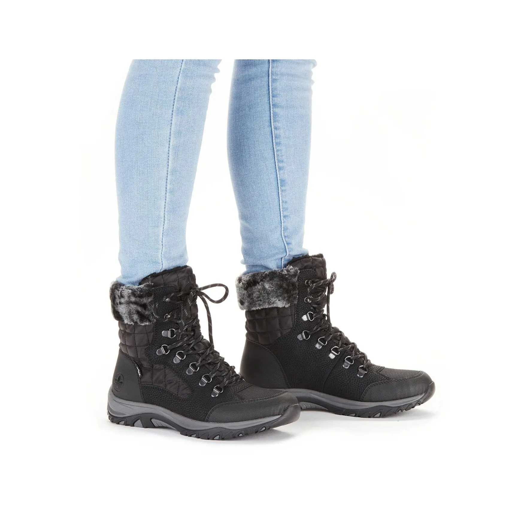 Rieker Women'S Corded Boots Deep Black